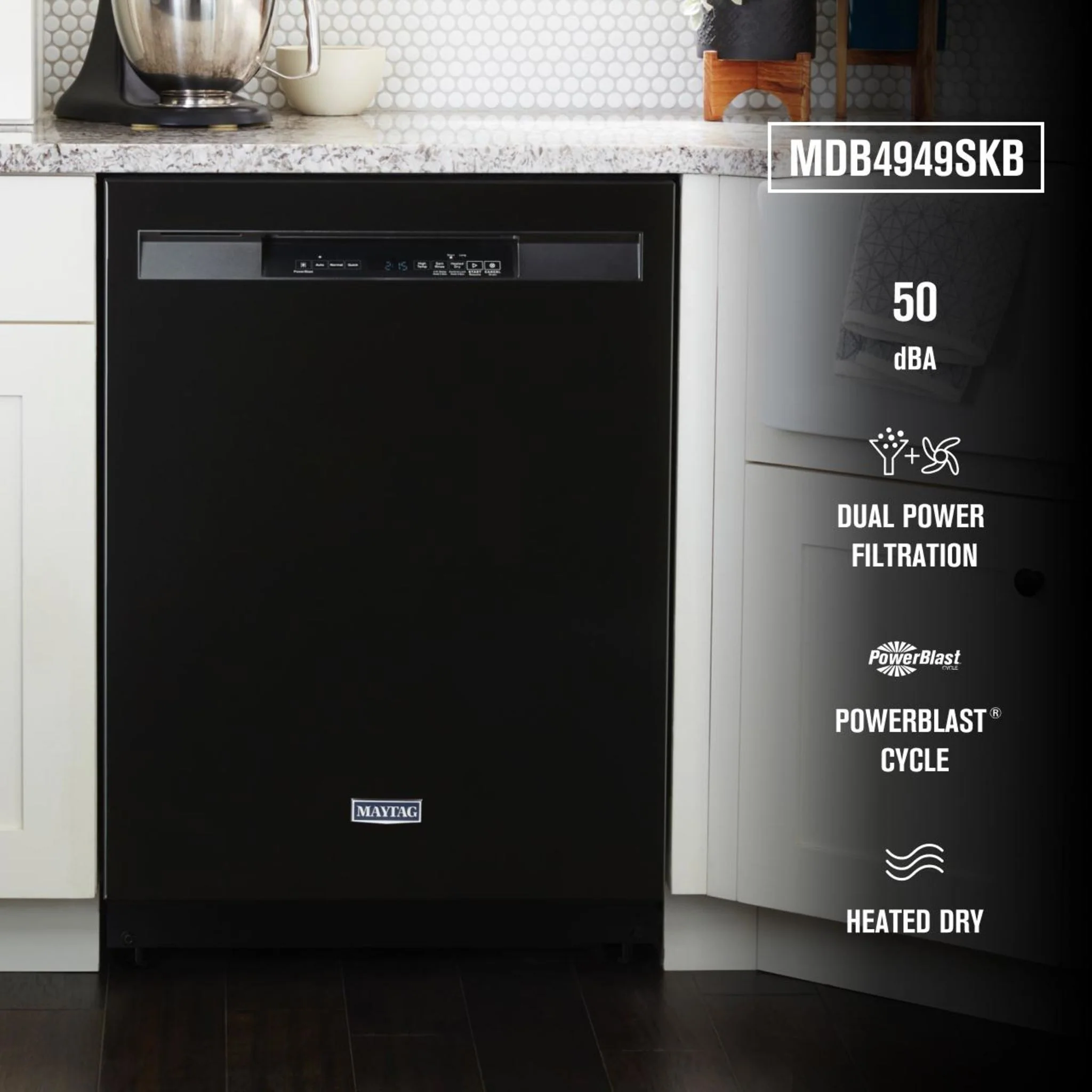 Maytag Stainless steel tub dishwasher with Dual Power Filtration -Black (MDB4949SKB) - Image 44