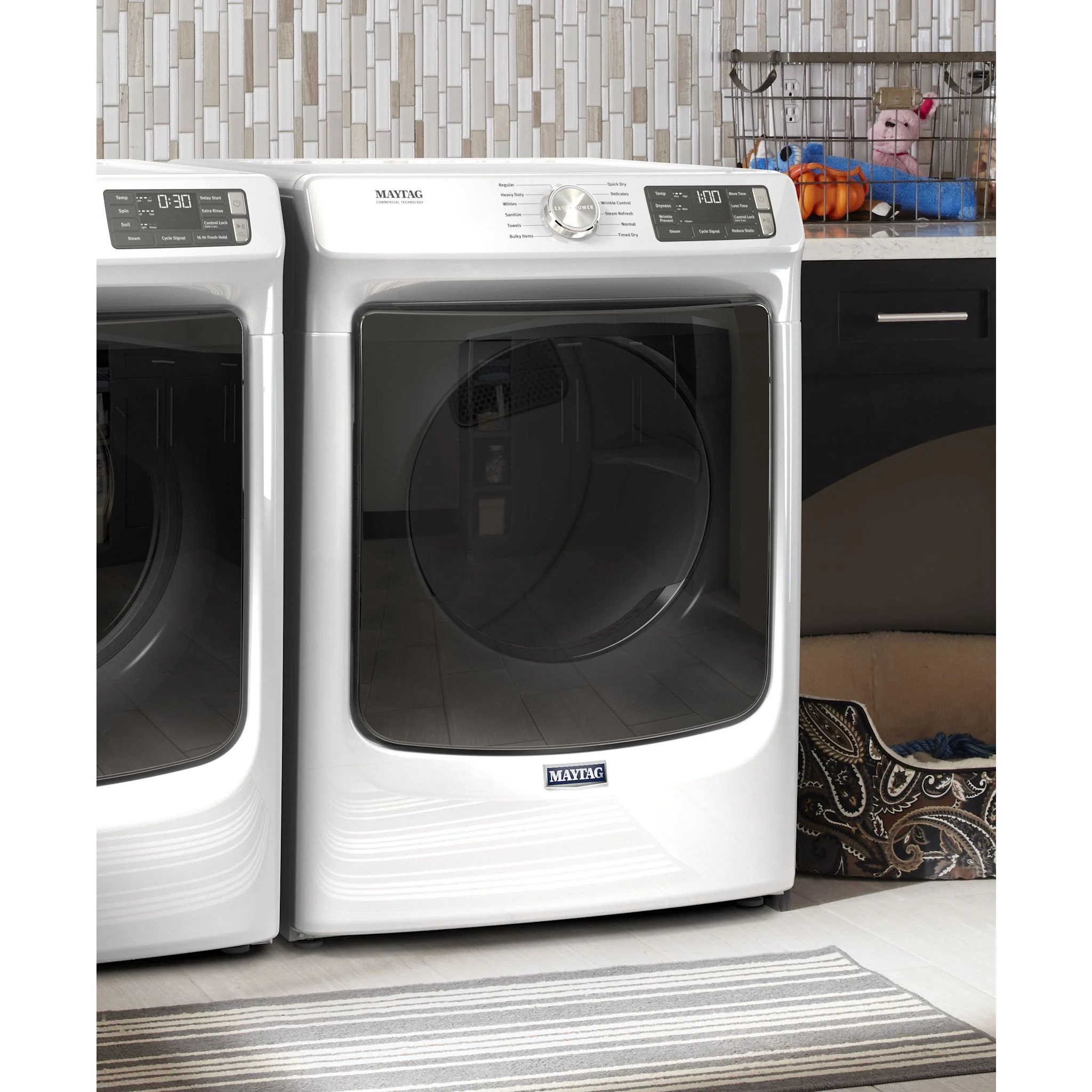 Maytag Front Load Gas Dryer with Extra Power and Quick Dry Cycle - 7.3 cu. ft. -White (MGD6630HW) - Image 7