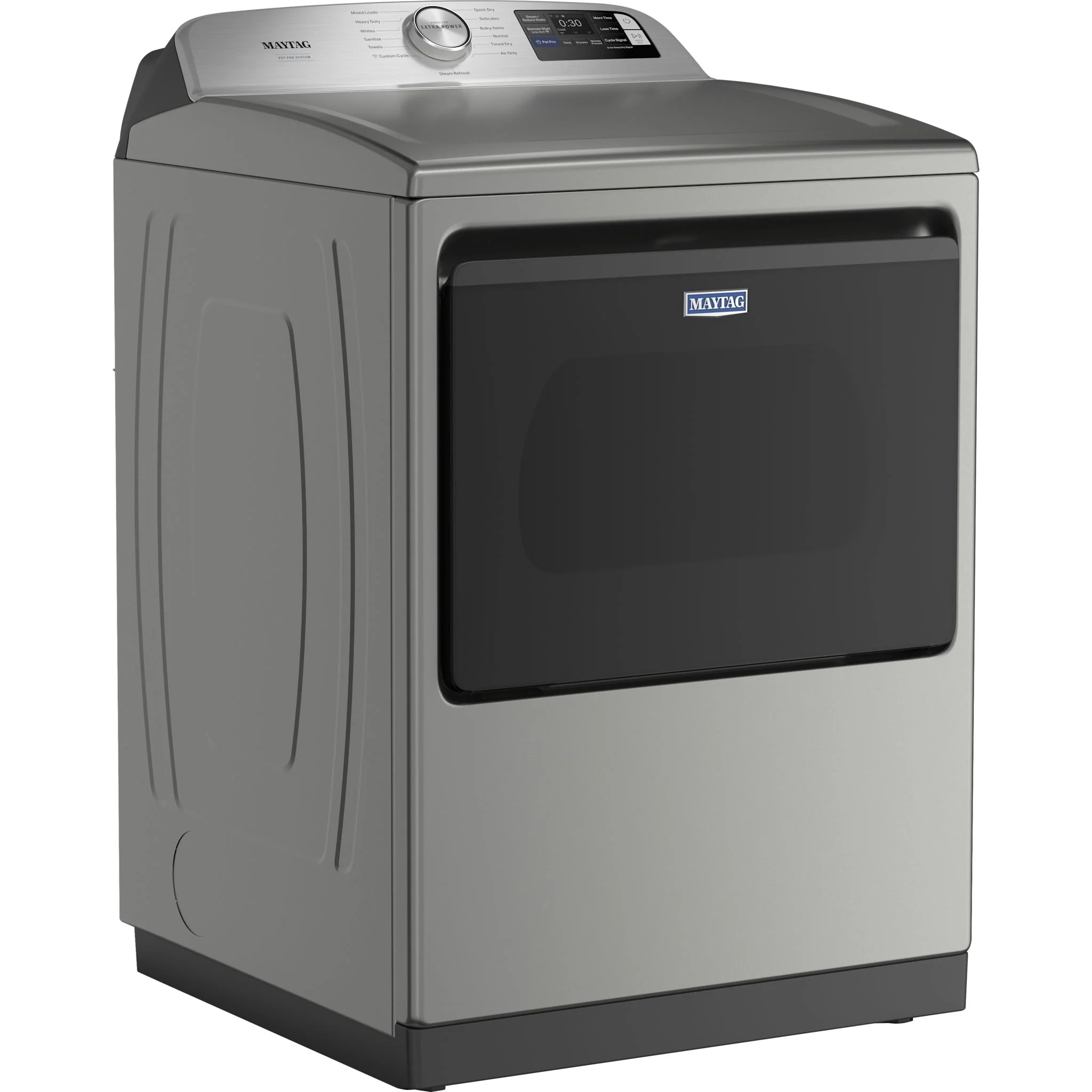 Maytag 7.4 Cu. Ft. Pet Pro Top Load Electric Dryer with Extra Power and Sanitize Cycle - Radiant Silver (YMED7205RR) - Image 2