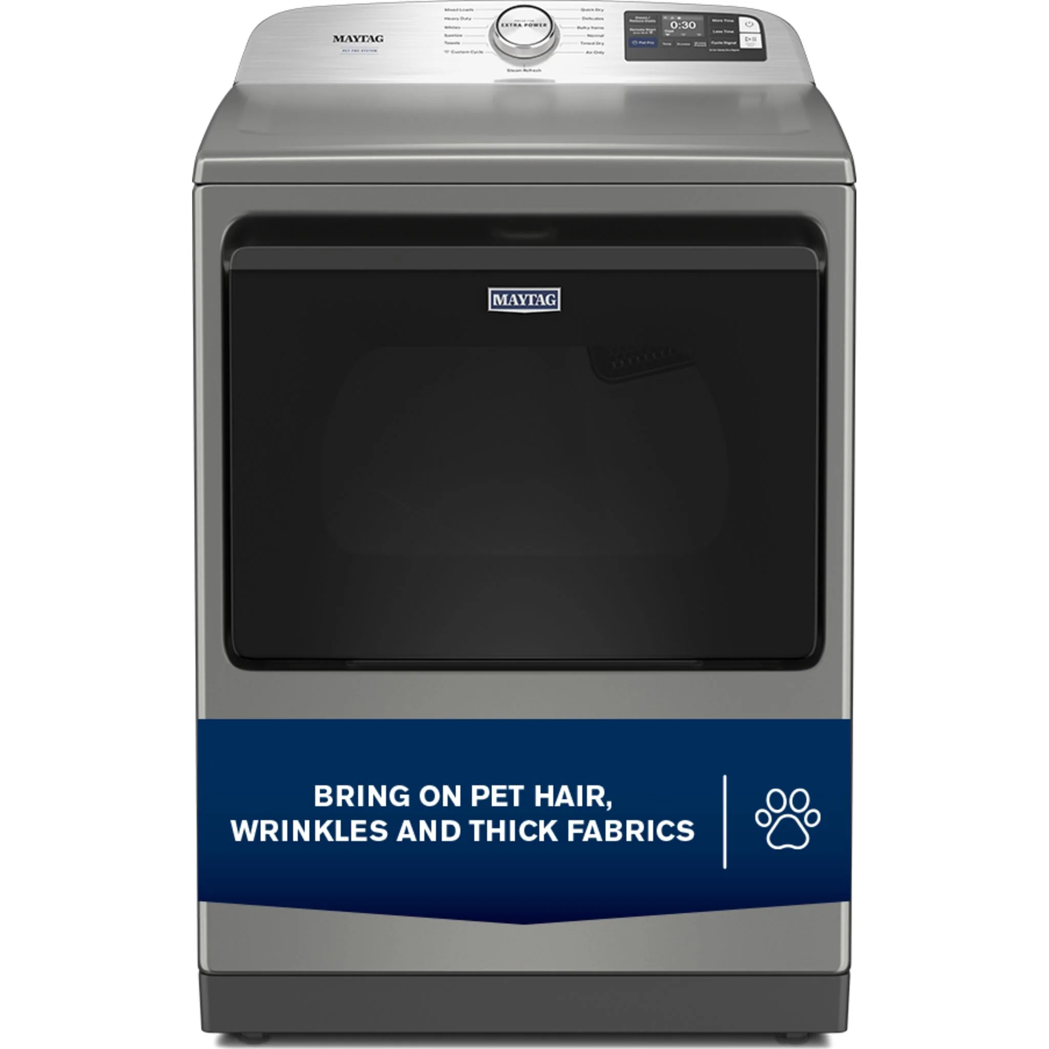 Maytag 7.4 Cu. Ft. Pet Pro Top Load Electric Dryer with Extra Power and Sanitize Cycle - Radiant Silver (YMED7205RR) - Image 4