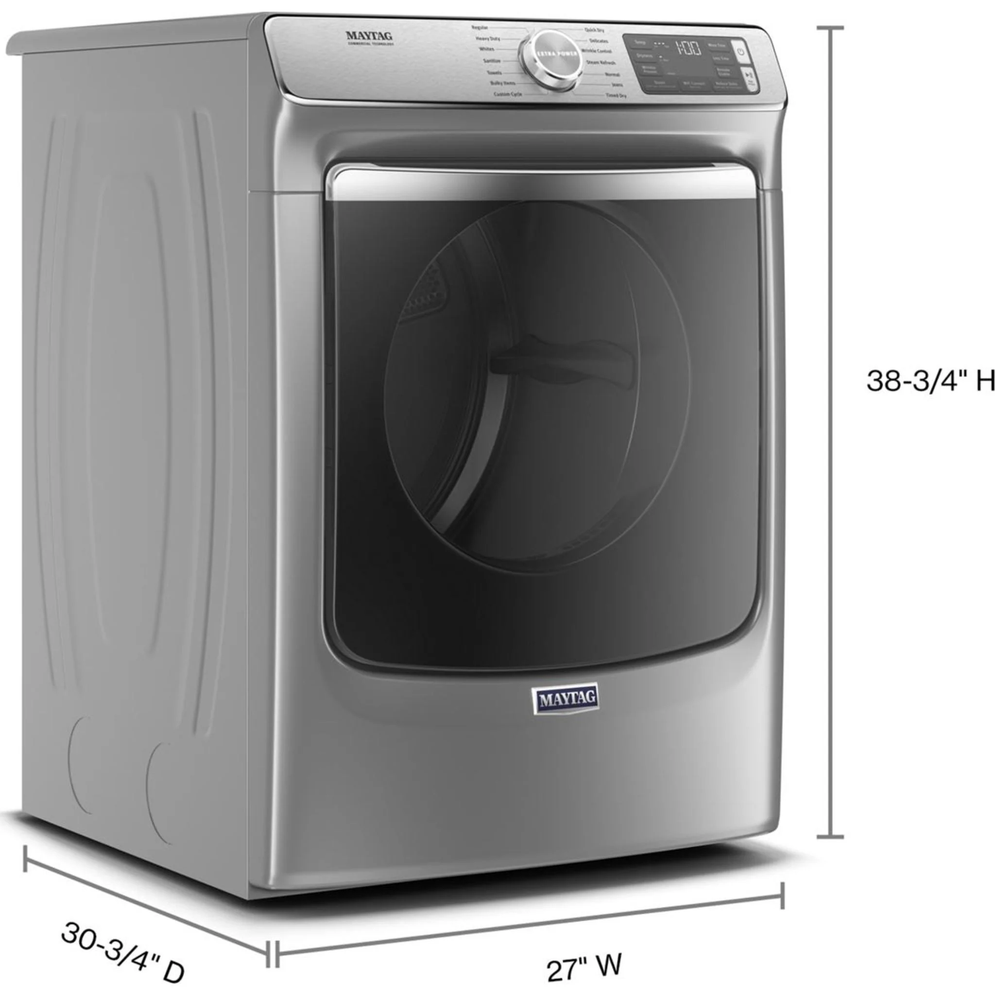 Maytag Smart Front Load Electric Dryer with Extra Power & Advanced Moisture Sensing - 7.3 Cu. Ft. - Metallic Slate (YMED8630HC) - Image 21