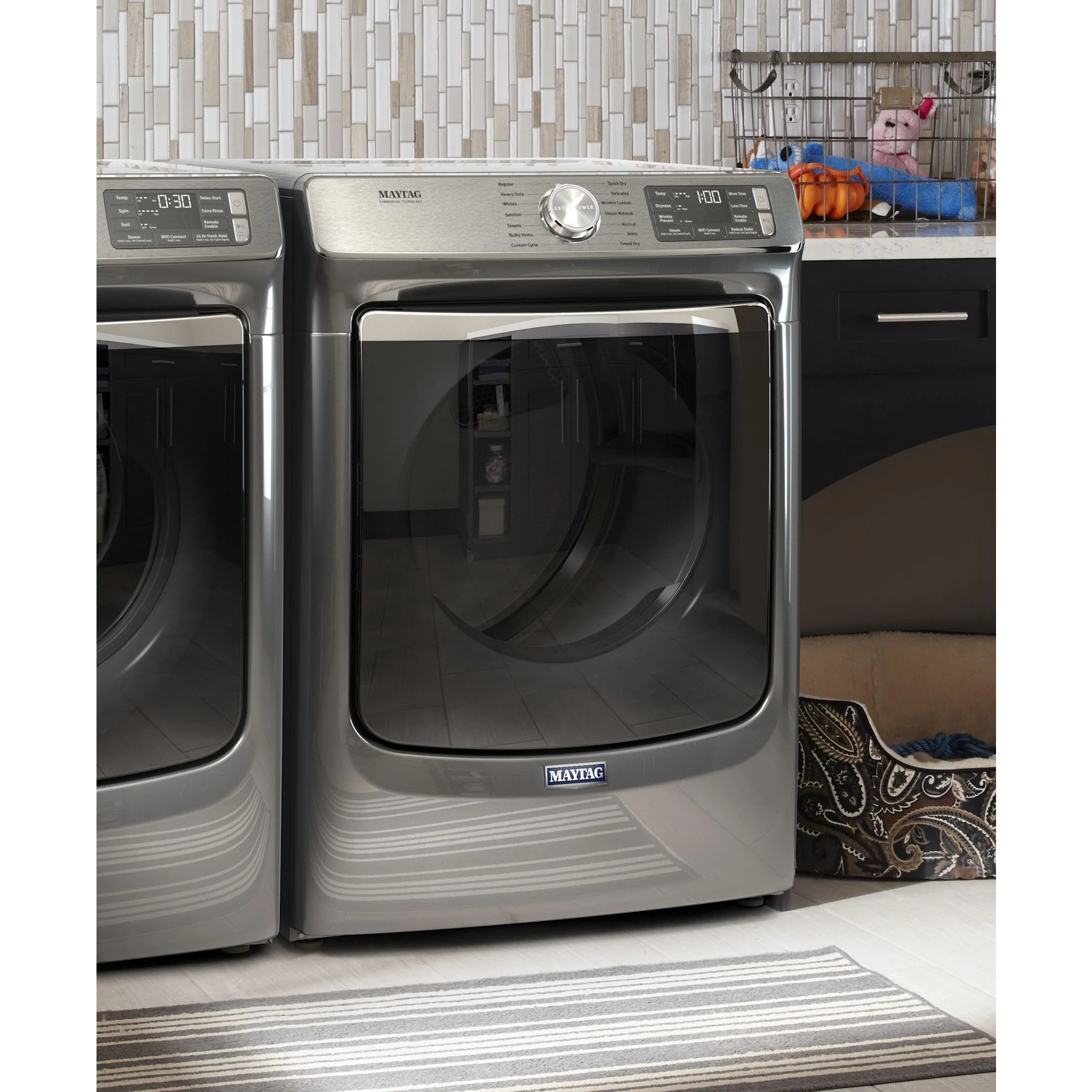 Maytag Smart Front Load Electric Dryer with Extra Power & Advanced Moisture Sensing - 7.3 Cu. Ft. - Metallic Slate (YMED8630HC) - Image 4