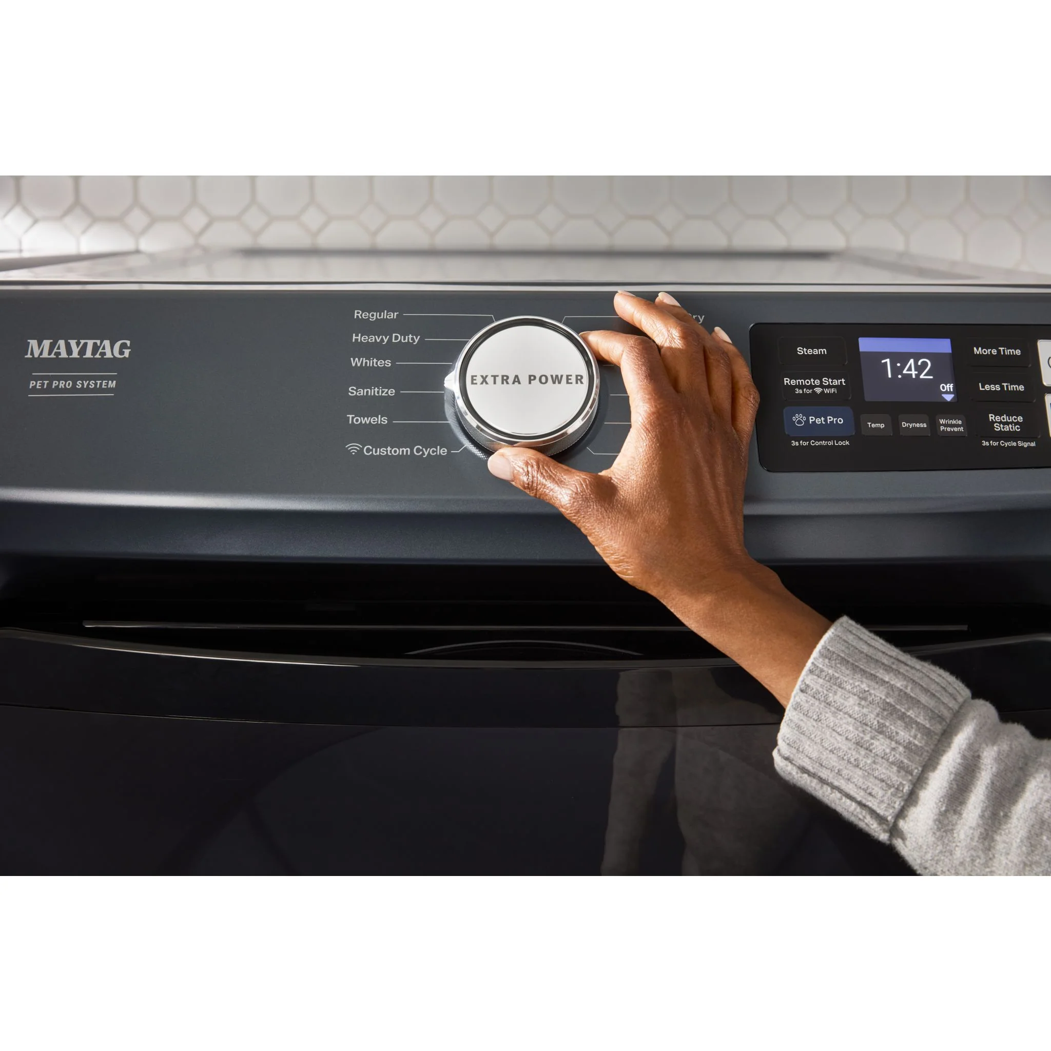 Maytag Smart Pet Pro Front Load Electric Dryer - 7.4 CU. FT. -Midnight Steel (YMED7020RF) - Image 4