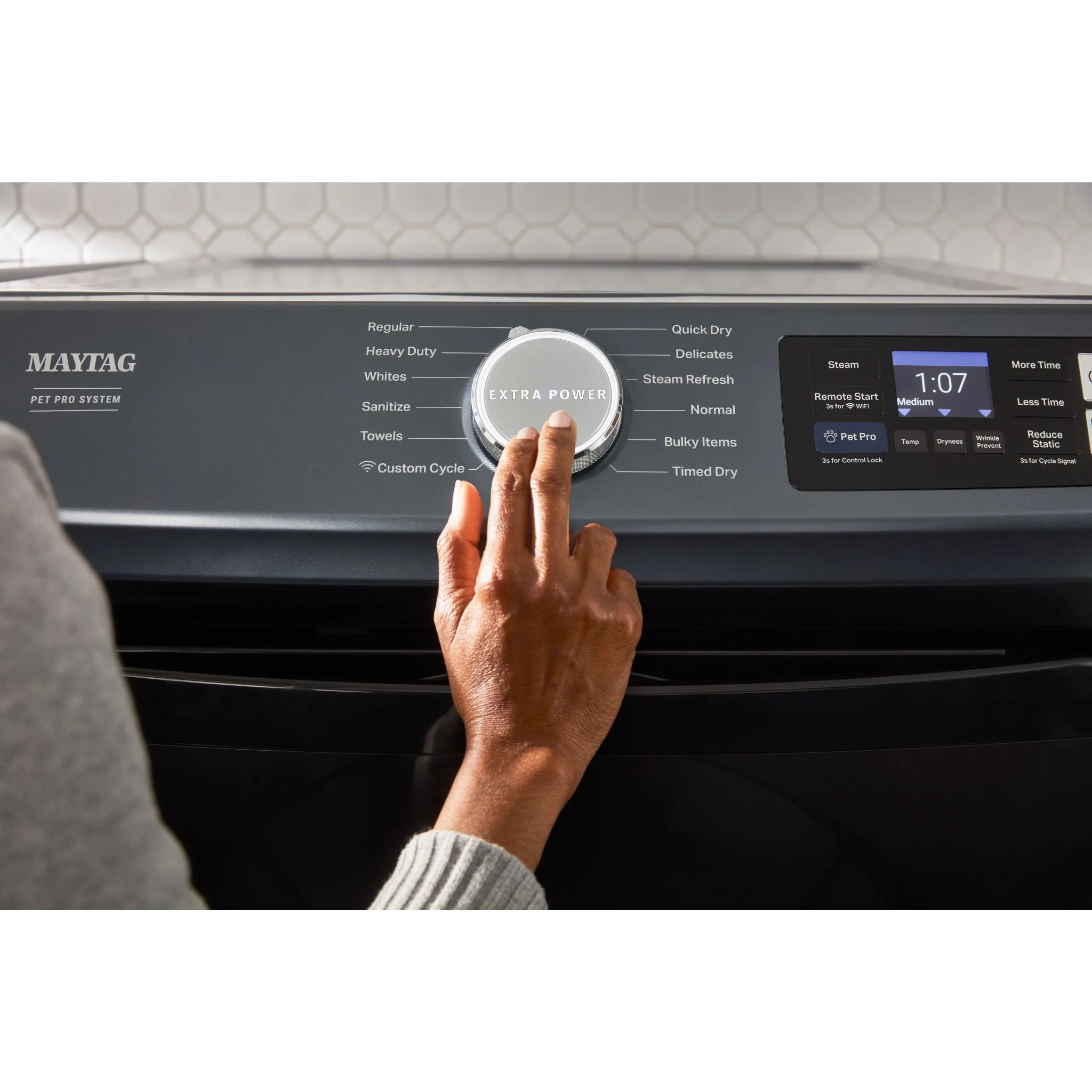Maytag Smart Pet Pro Front Load Electric Dryer - 7.4 CU. FT. -Midnight Steel (YMED7020RF) - Image 5