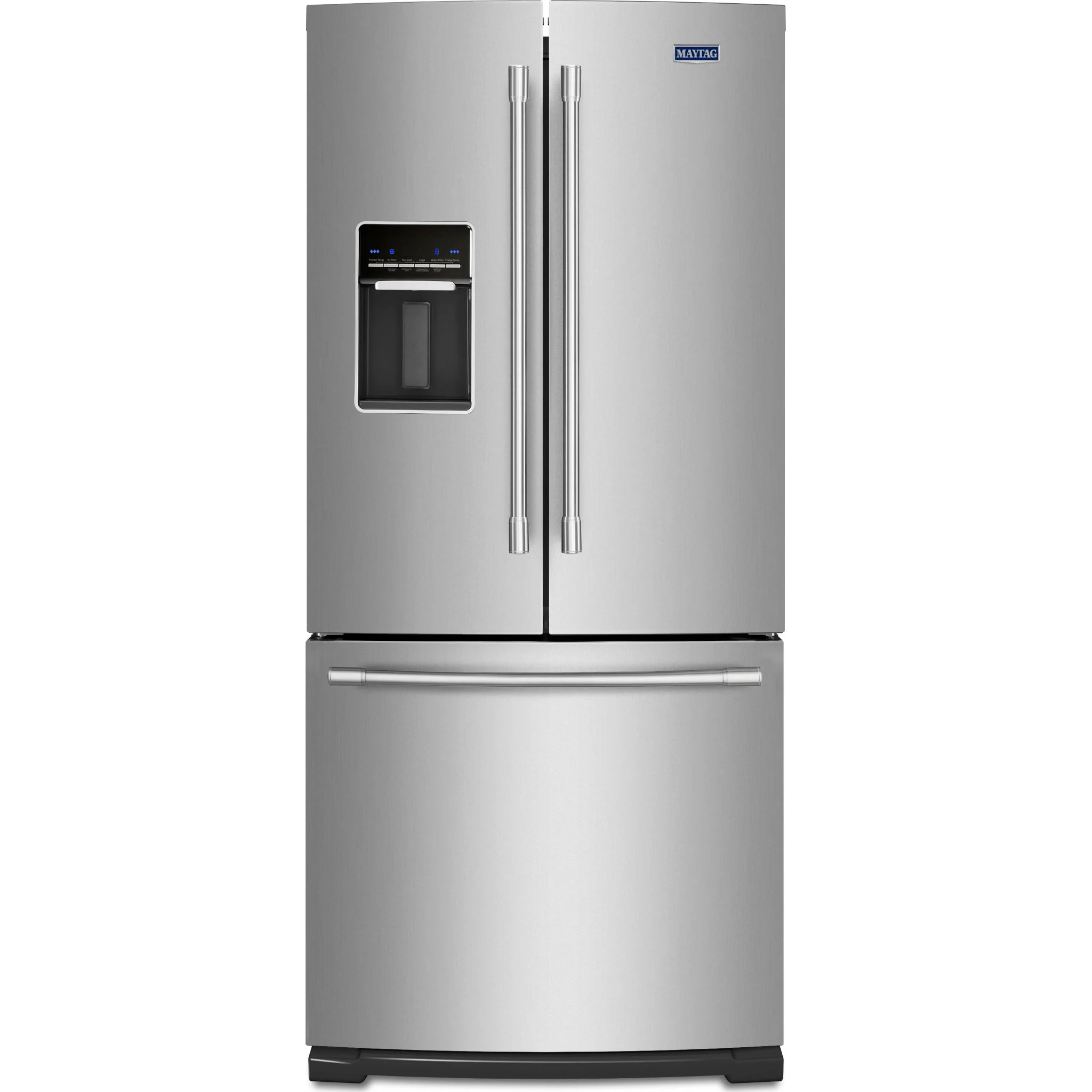 Maytag 30-Inch Wide French Door Refrigerator with Exterior Water Dispenser- 20 Cu. Ft. -Fingerprint Resistant Stainless Steel (MFW2055FRZ)