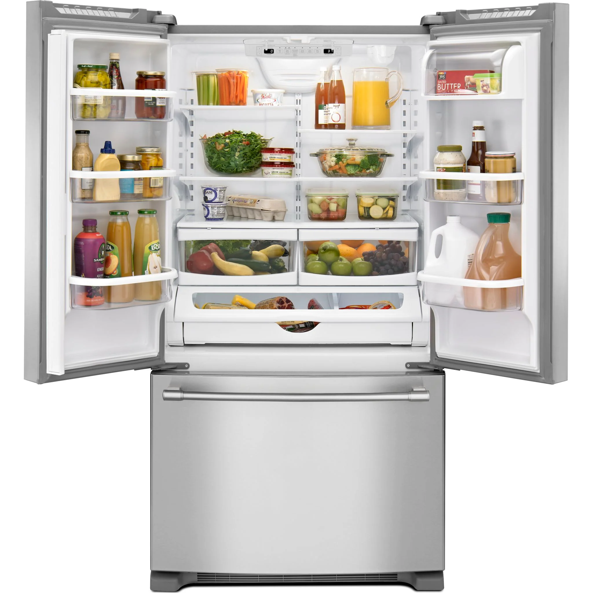 Maytag 33-Inch Wide French Door Refrigerator with Water Dispenser - 22 Cu. Ft -Fingerprint Resistant Stainless Steel (MRFF5033PZ) - Image 3
