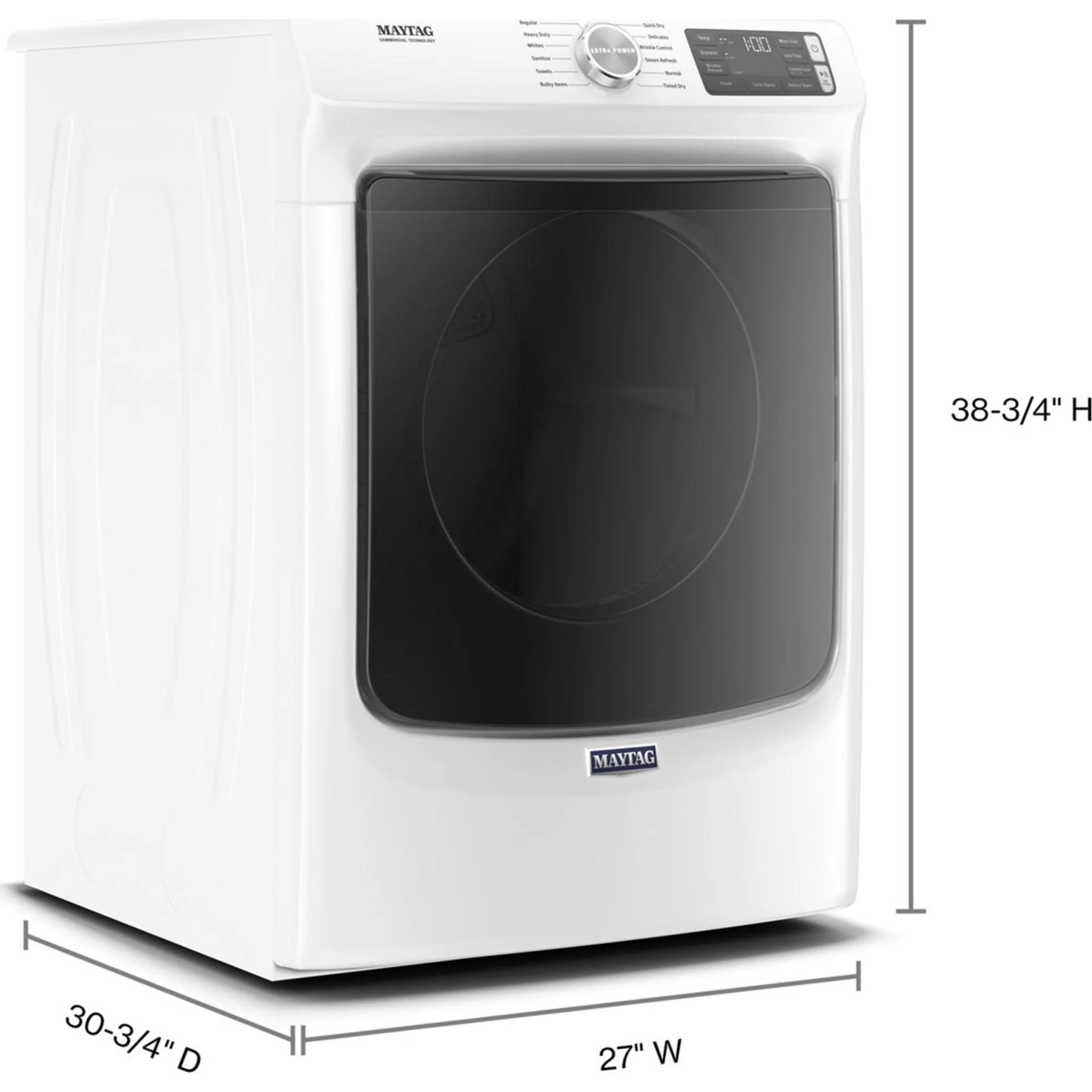 Maytag Front Load Electric Dryer with Extra Power and Quick Dry Cycle - 7.3 cu. ft. -White (YMED6630HW) - Image 12