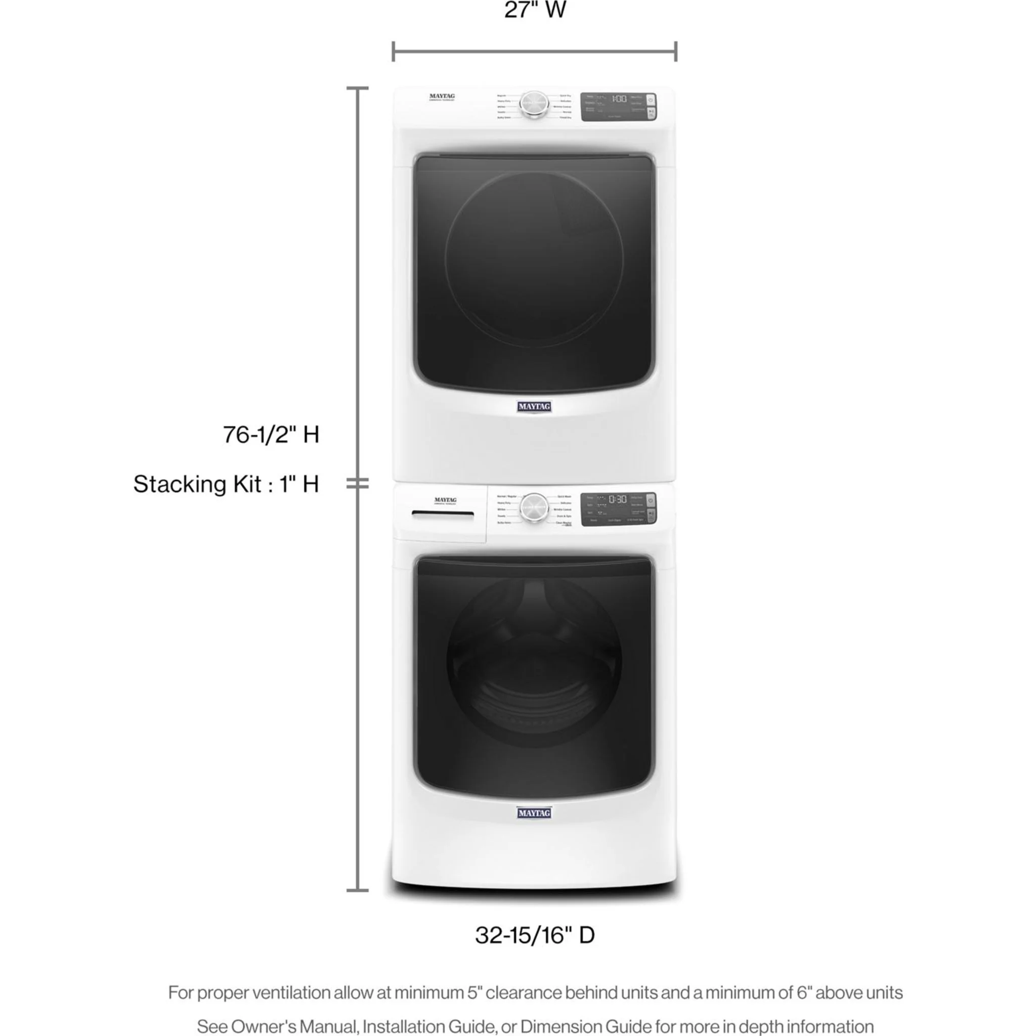 Maytag Front Load Washer with Extra Power and 12-Hr Fresh Spinoption - 5.2 cu. ft. -White (MHW5630HW) - Image 51