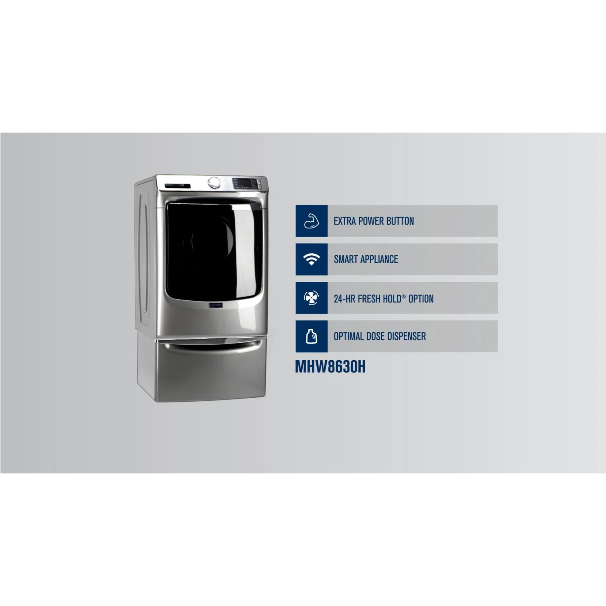 Maytag Smart Front Load Washer with Extra Power and 24-Hr Fresh Hold option - 5.8 cu. ft. -Metallic Slate (MHW8630HC) - Image 37