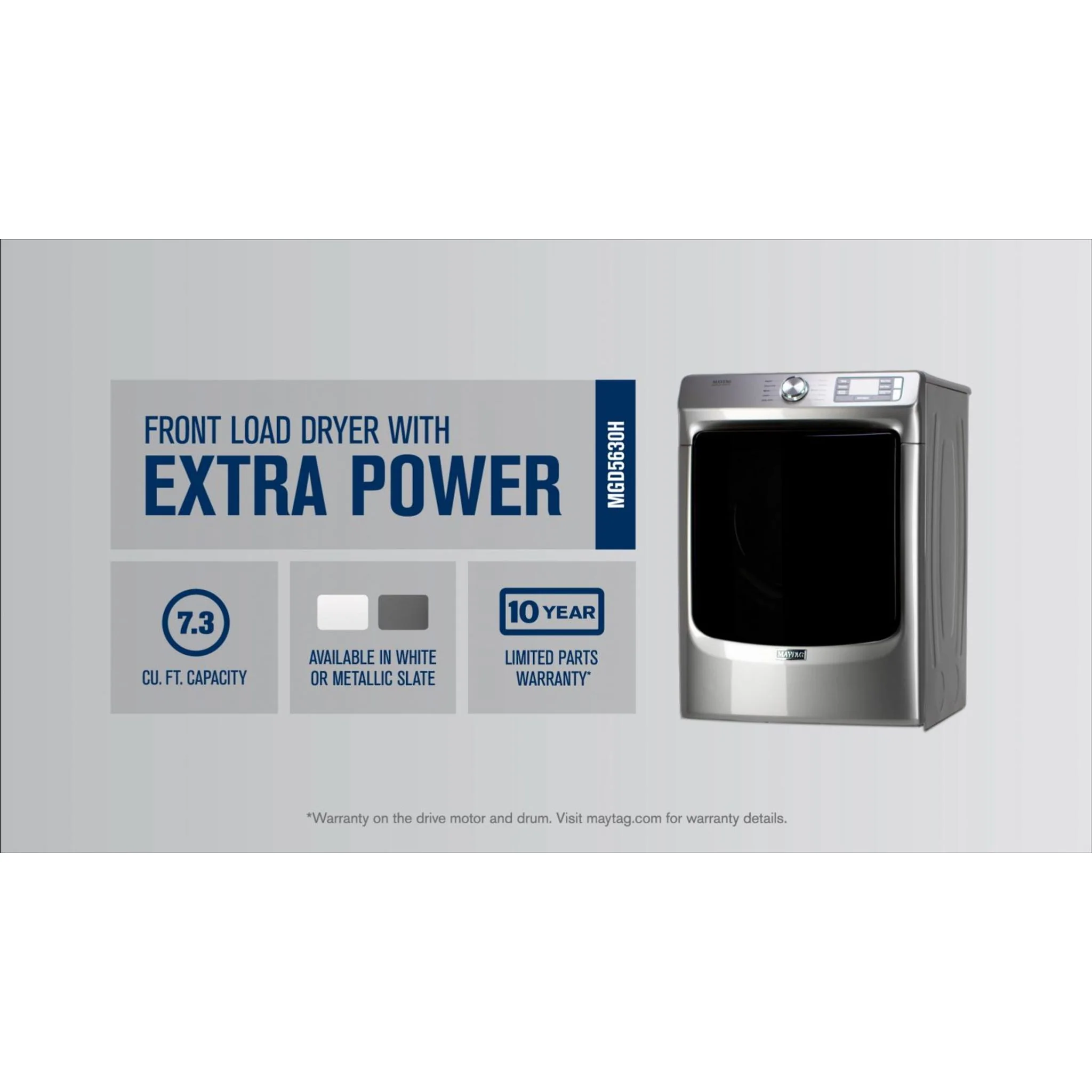 Maytag Front Load Gas Dryer with Extra Power and Quick Dry cycle - 7.3 cu. ft. -White (MGD5630HW) - Image 16