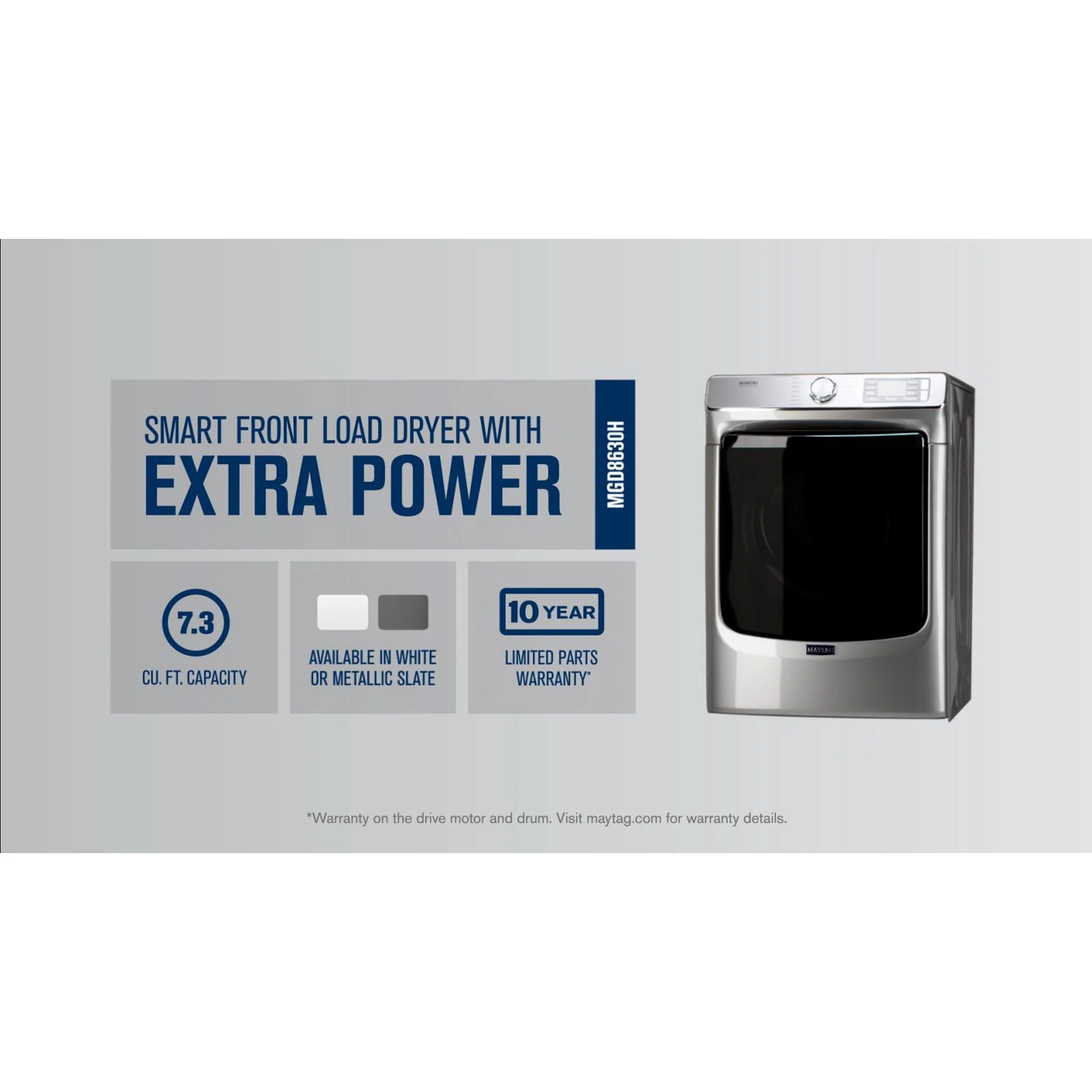 Maytag Smart Front Load Gas Dryer with Extra Power & Advanced Moisture Sensing - 7.3 Cu. Ft. - Metallic Slate (MGD8630HC) - Image 19