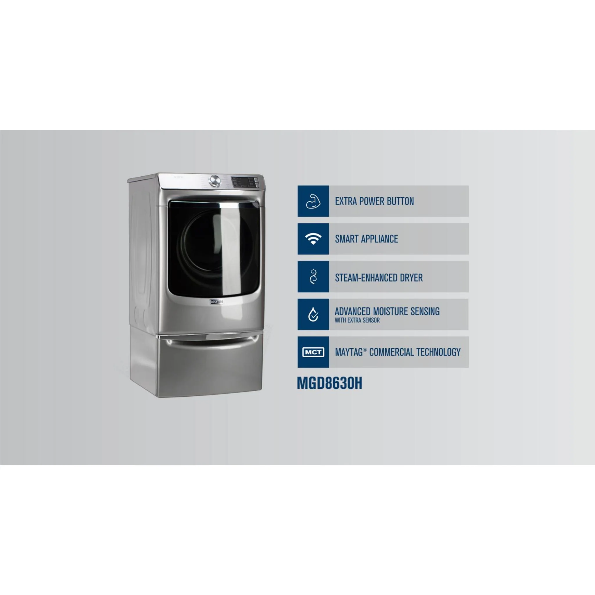 Maytag Smart Front Load Gas Dryer with Extra Power & Advanced Moisture Sensing - 7.3 Cu. Ft. - Metallic Slate (MGD8630HC) - Image 25