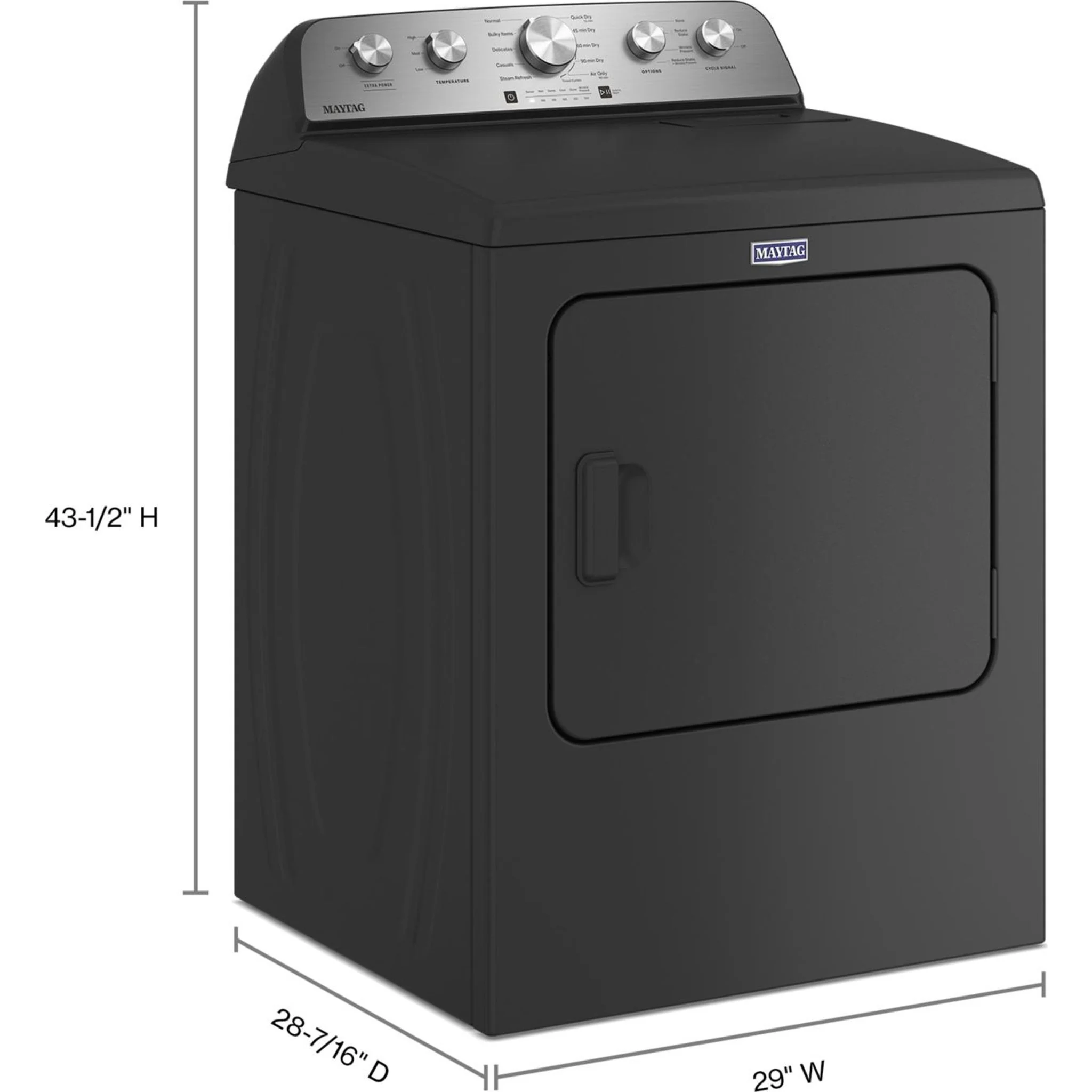Maytag Top Load Gas Dryer with Steam-Enhanced Cycles - 7.0 cu.ft. - Volcano Black (MGD5430PBK) - Image 8