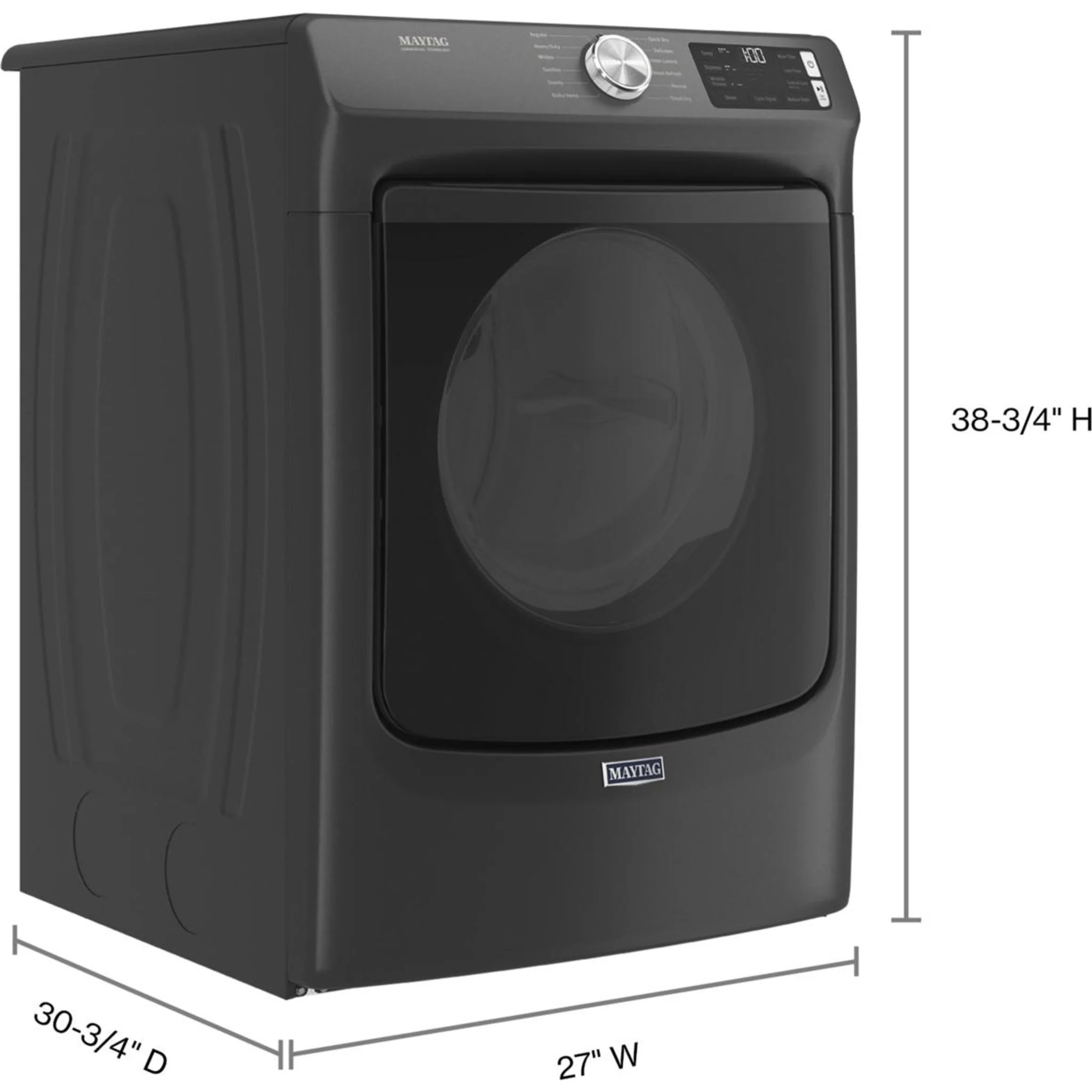 Maytag Front Load Gas Dryer with Extra Power and Quick Dry Cycle - 7.3 cu. ft. -Volcano Black (MGD6630MBK) - Image 25