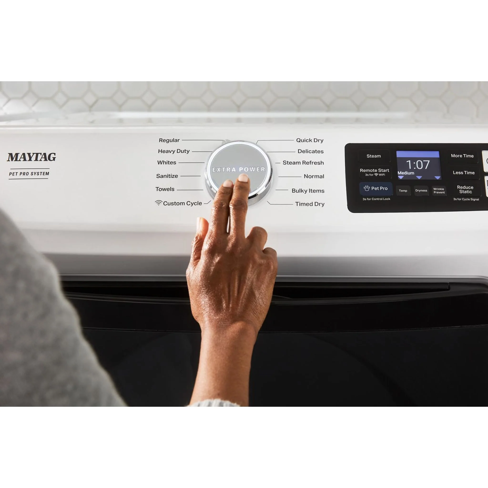 Maytag Smart Pet Pro Front Load Electric Dryer - 7.4 CU. FT. -White (YMED7020RW) - Image 25