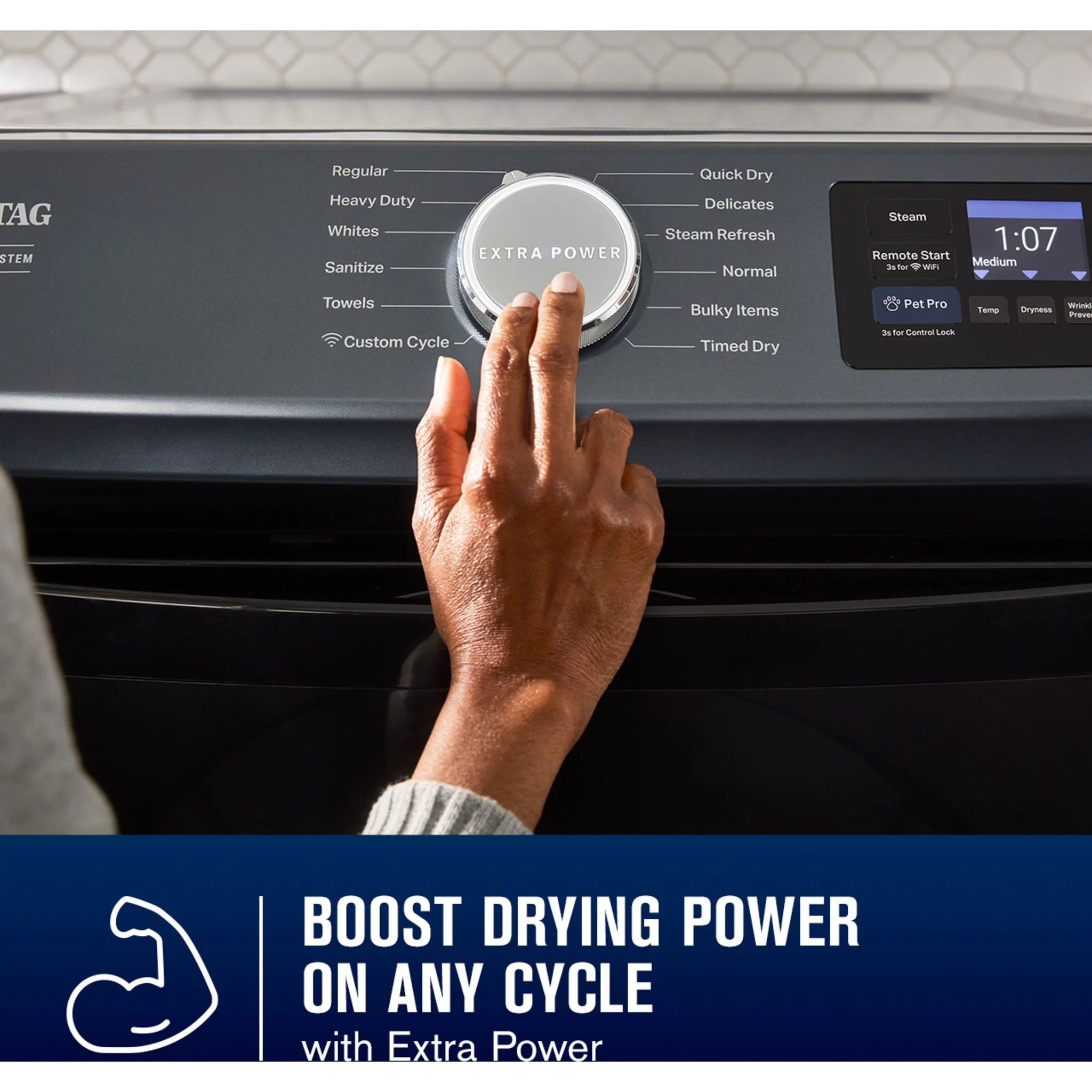 Maytag Smart Pet Pro Front Load Gas Dryer - 7.4 CU. FT. -Midnight Steel (MGD7020RF) - Image 5