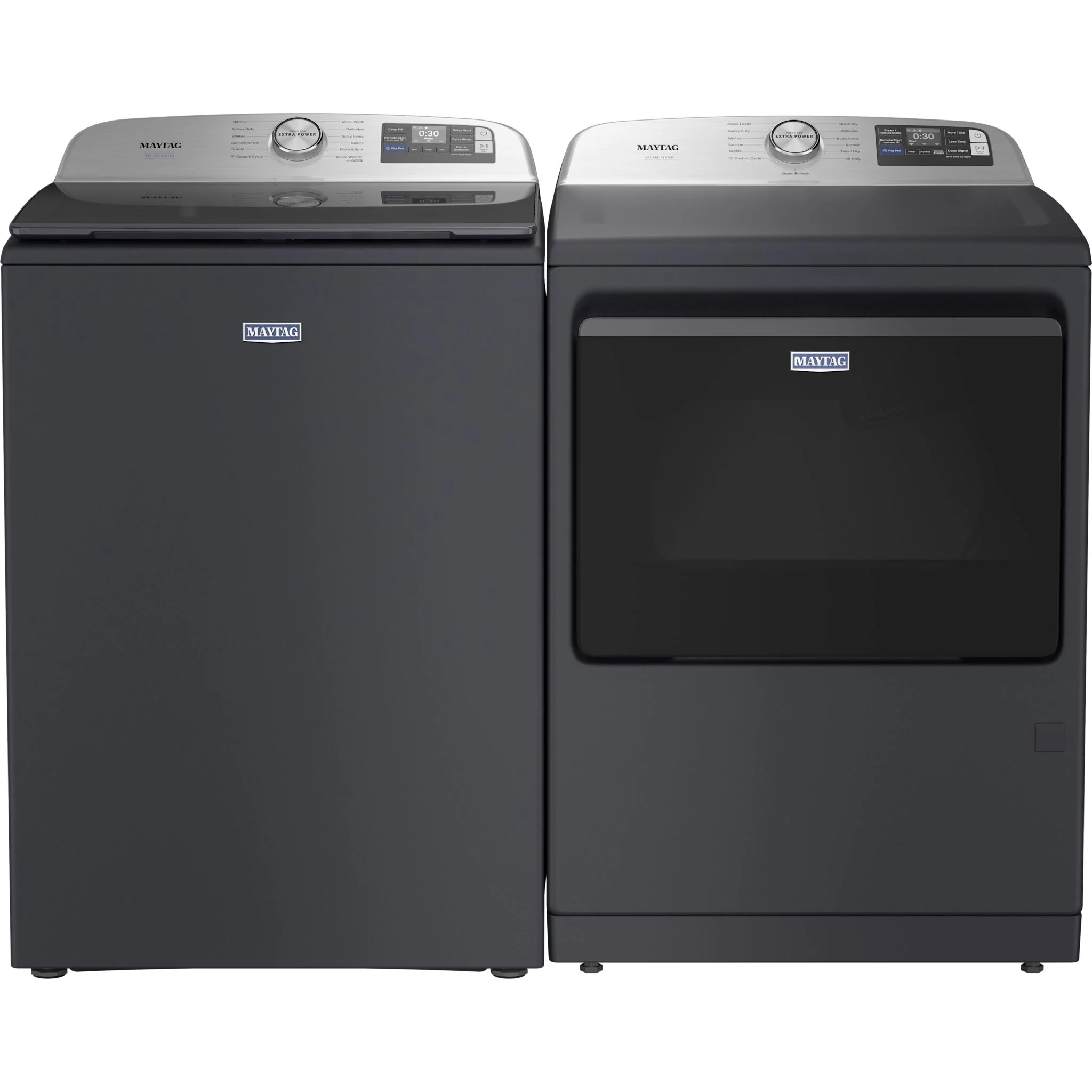 Maytag Top Load Pair (MTW7205RF-YMED7205RF) - Midnight Steel