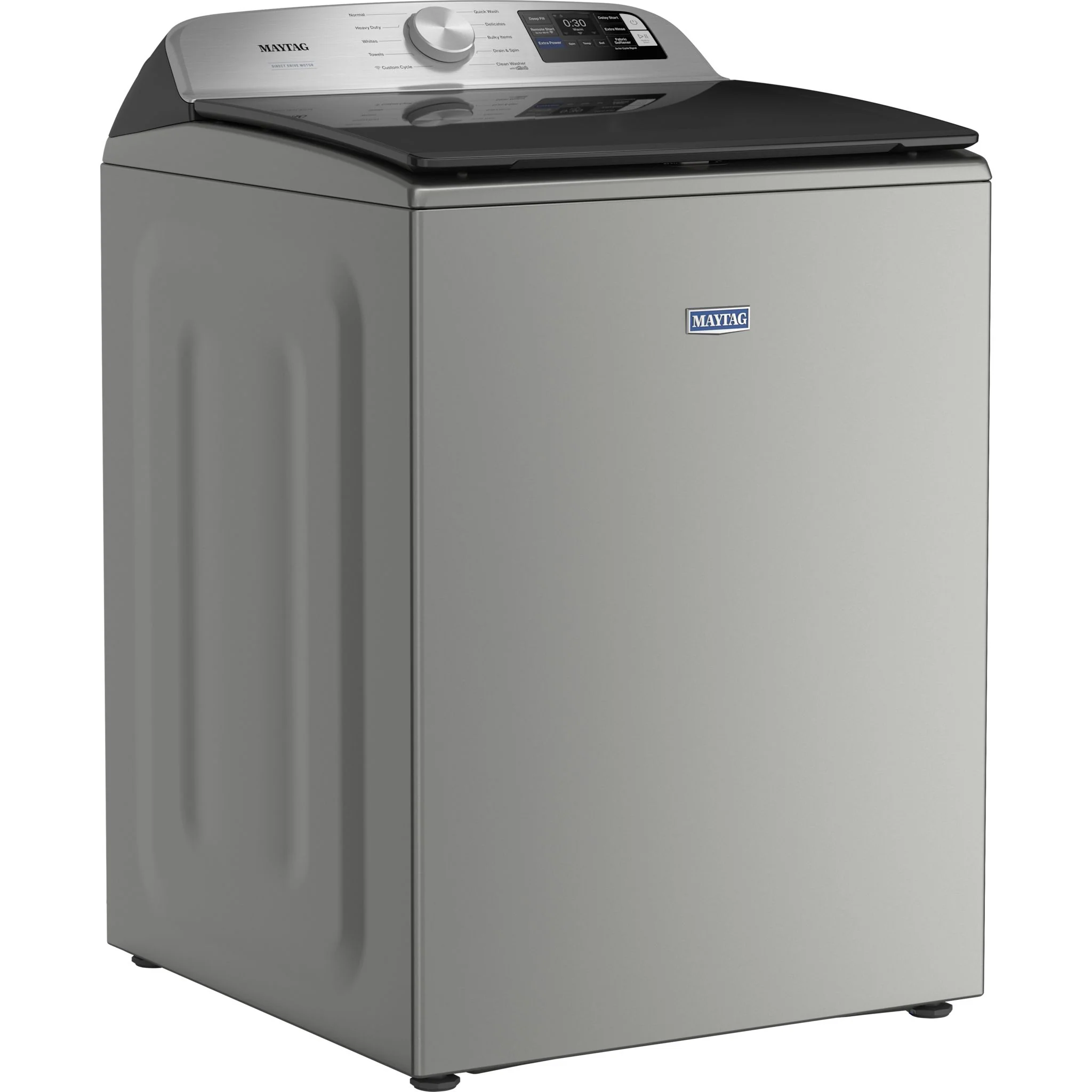 Maytag 6.0 Cu. Ft. Top Load Agitator Washer with Extra Power and Smart Appliance -Classic Silver (MTW6205RR) - Image 3