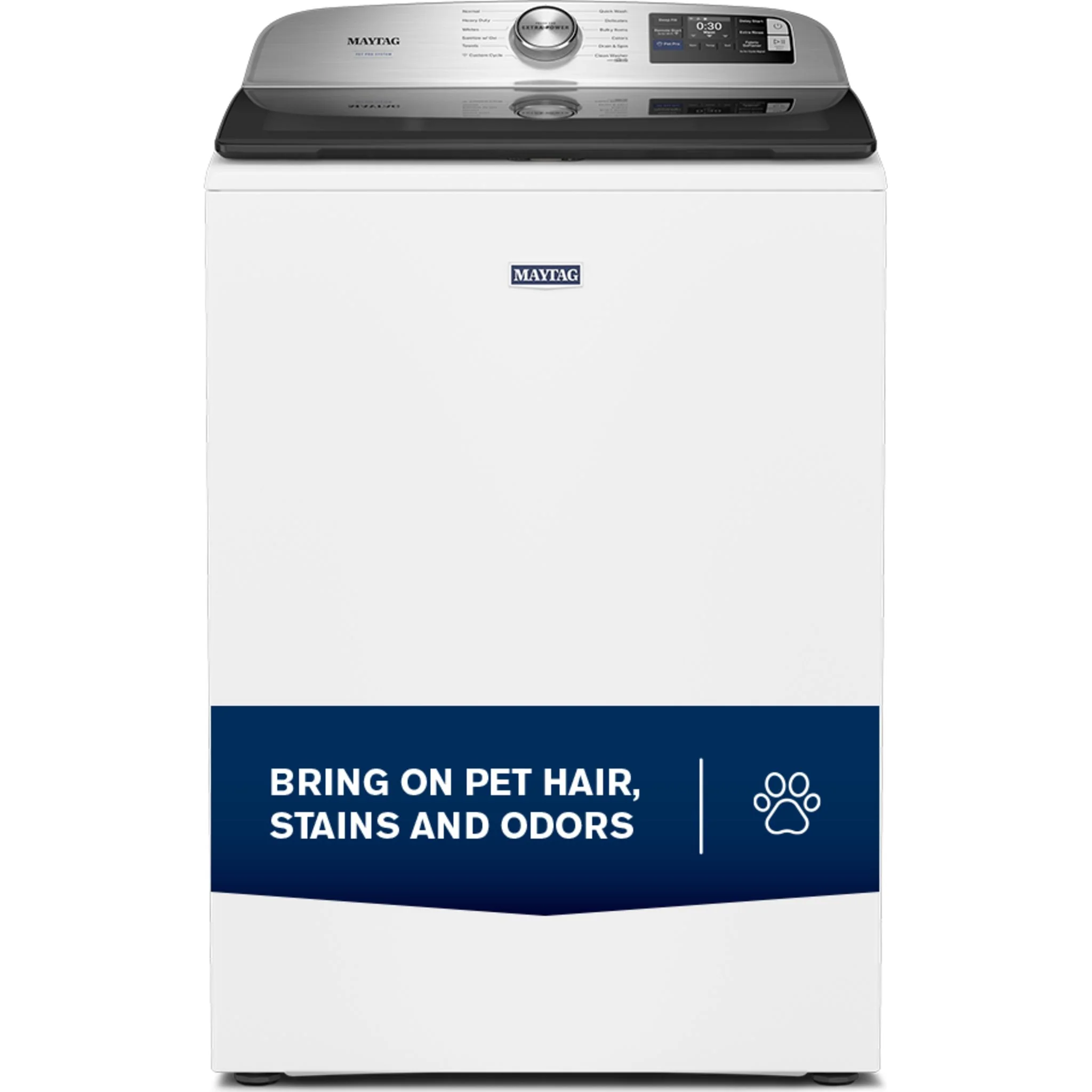 Maytag 6.0 Cu. Ft. Pet Pro Top Load Agitator Washer with Extra Power and Sanitize Cycle with Oxi -White (MTW7205RW) - Image 6