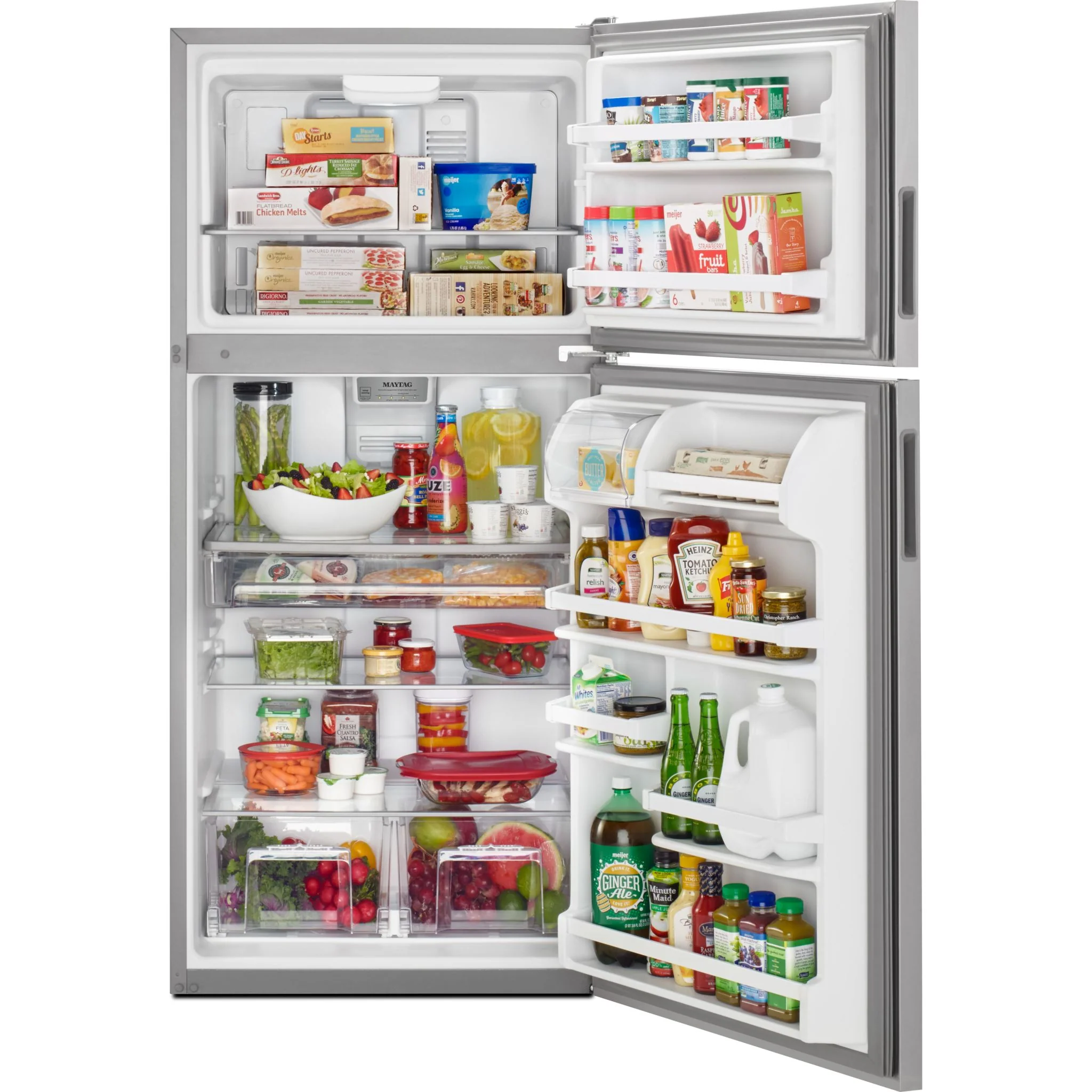 Maytag 33-Inch Wide Top Freezer Refrigerator with PowerCold Feature- 21 Cu. Ft. -Fingerprint Resistant Stainless Steel (MRT311FFFZ) - Image 3