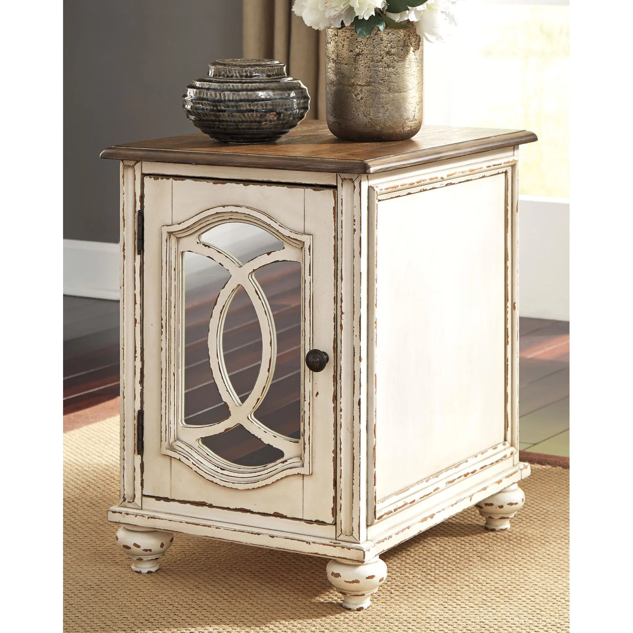Meinertz Chair Side End Table - White/Brown - Image 13