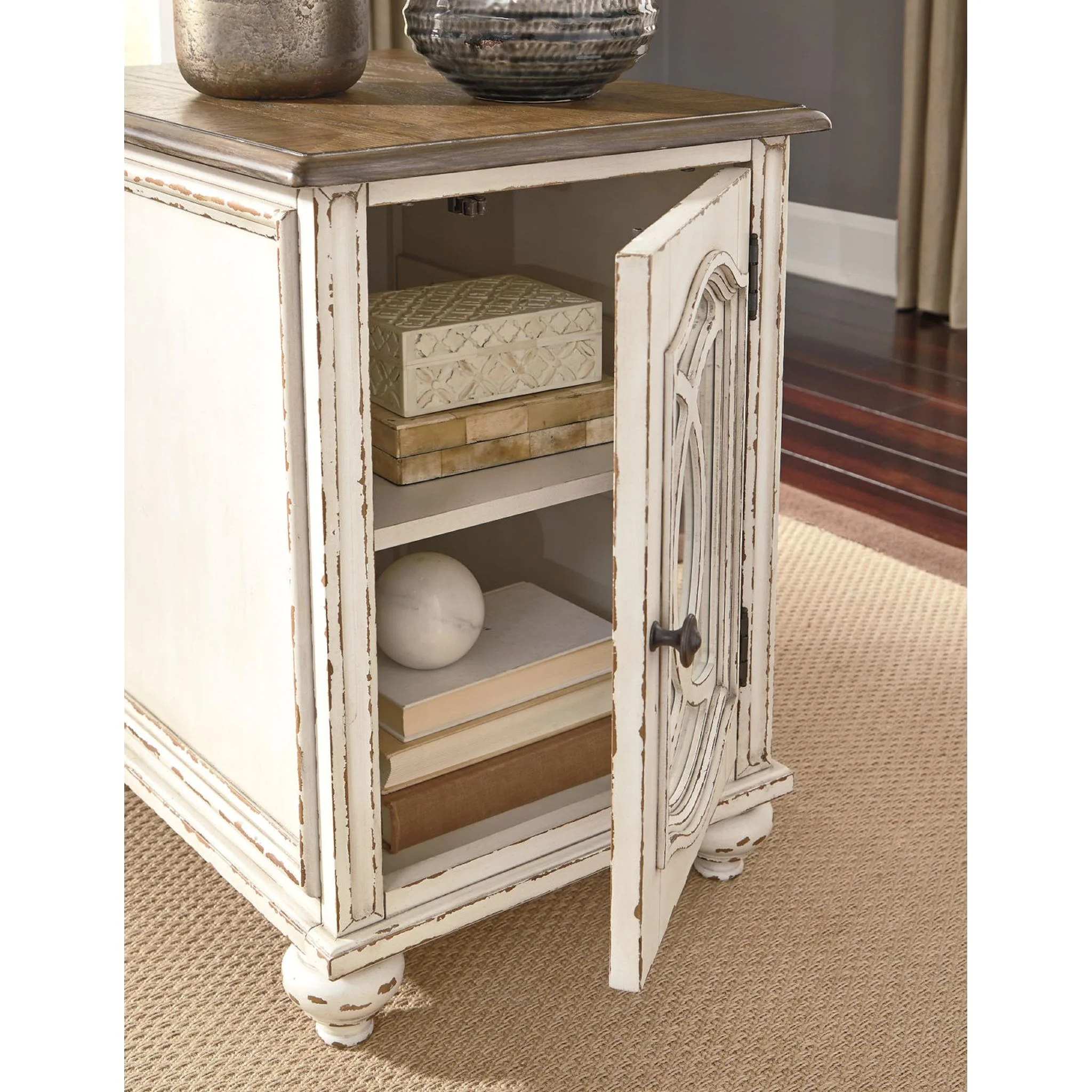 Meinertz Chair Side End Table - White/Brown - Image 15