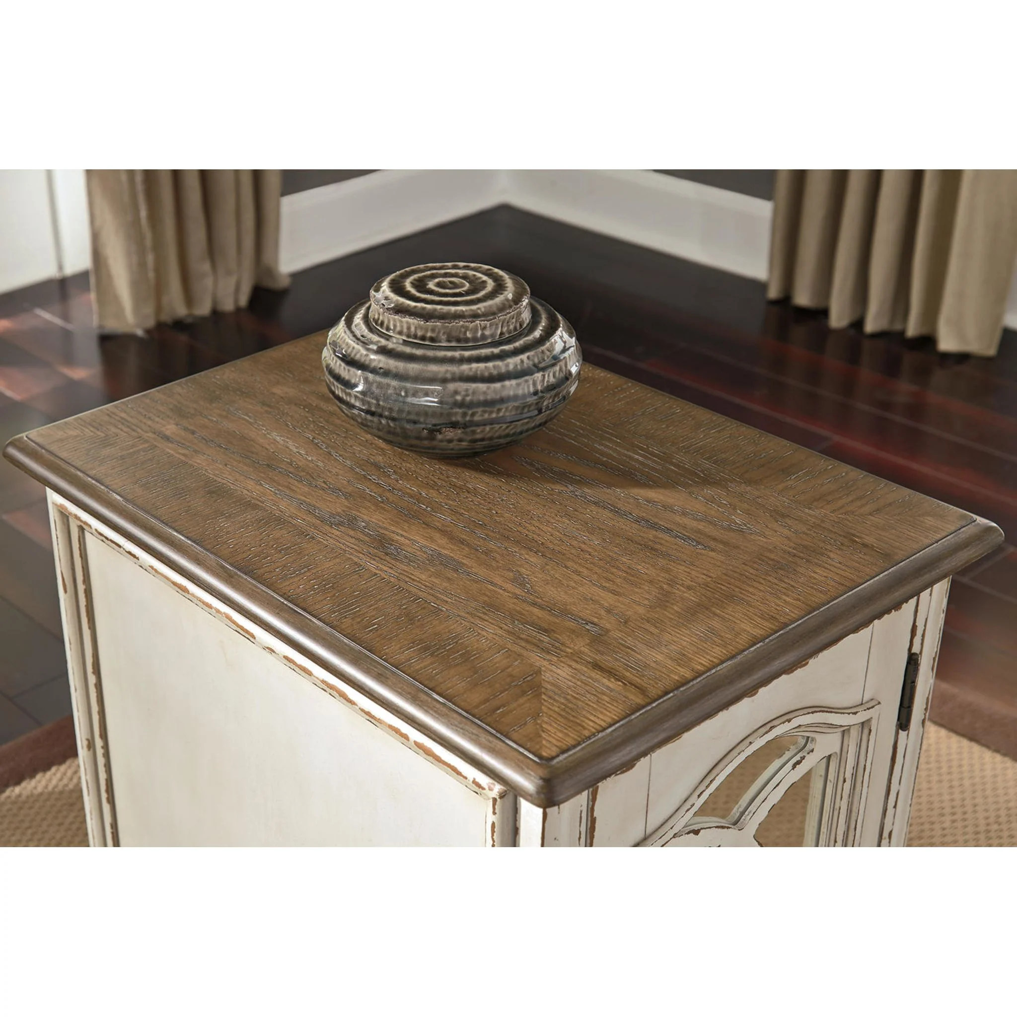 Meinertz Chair Side End Table - White/Brown - Image 18
