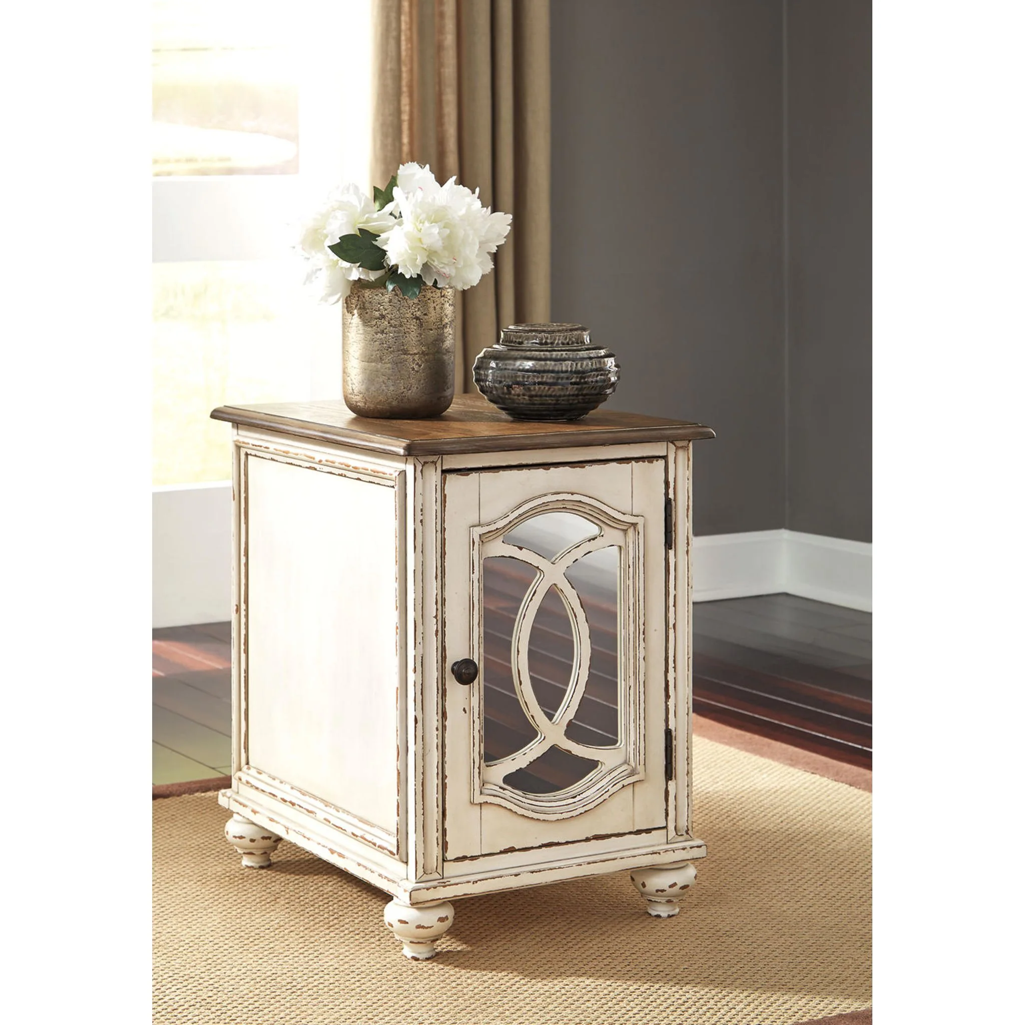 Meinertz Chair Side End Table - White/Brown - Image 2