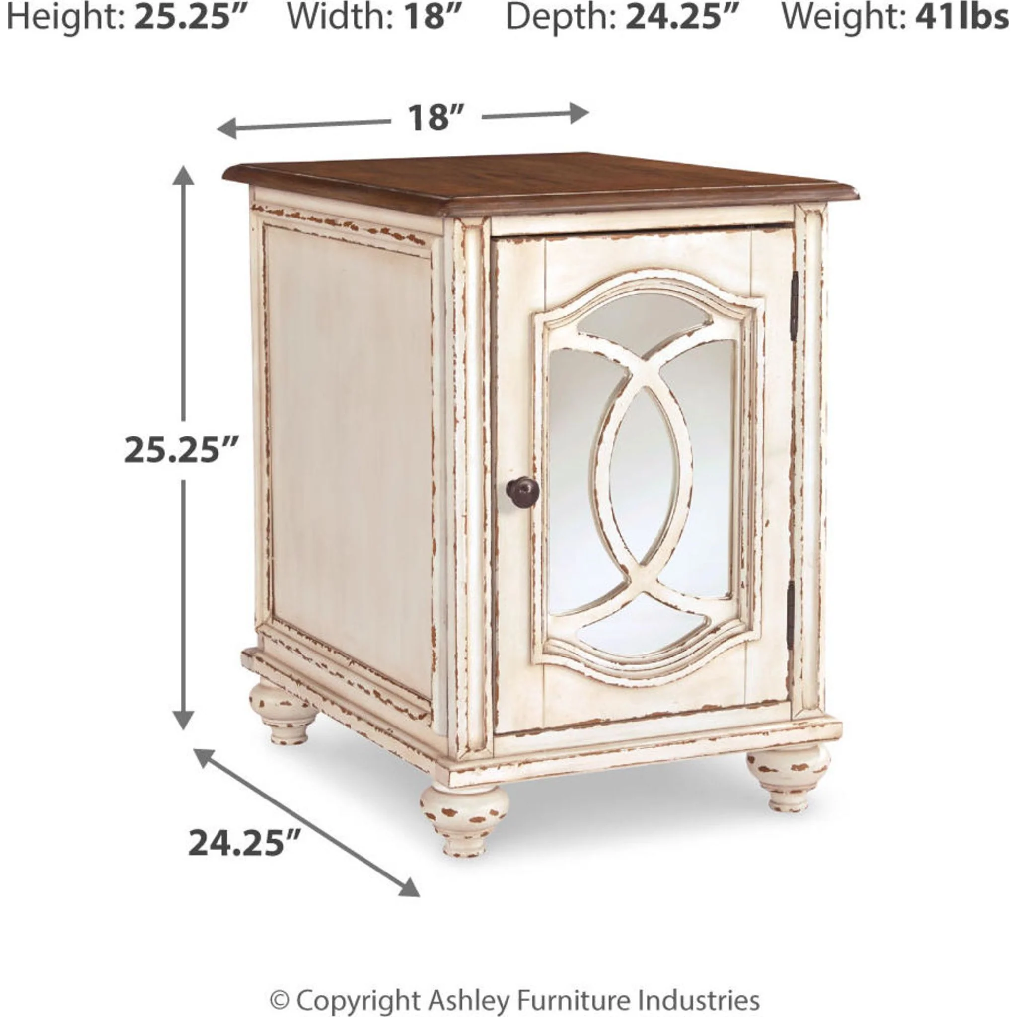 Meinertz Chair Side End Table - White/Brown - Image 22