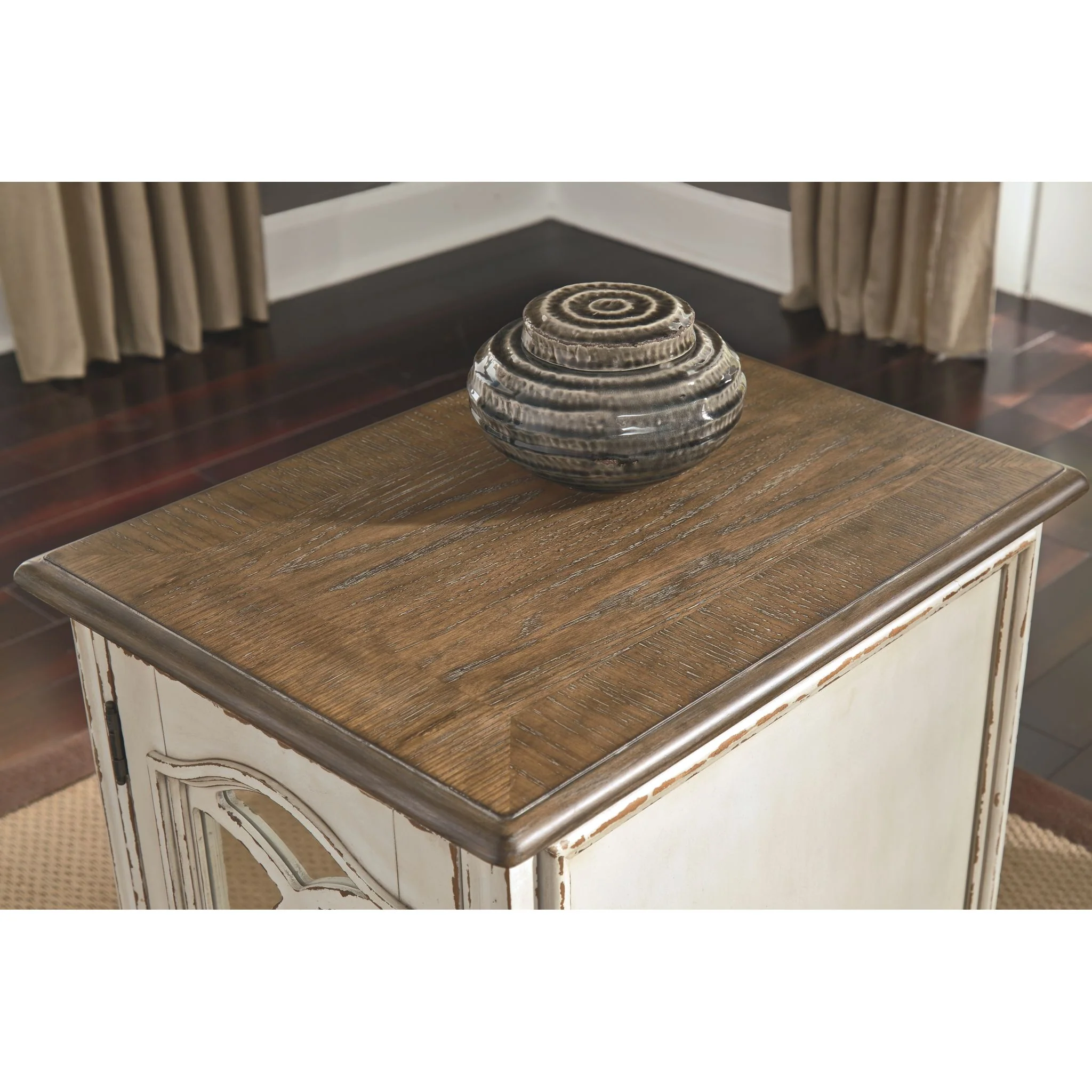 Meinertz Chair Side End Table - White/Brown - Image 8