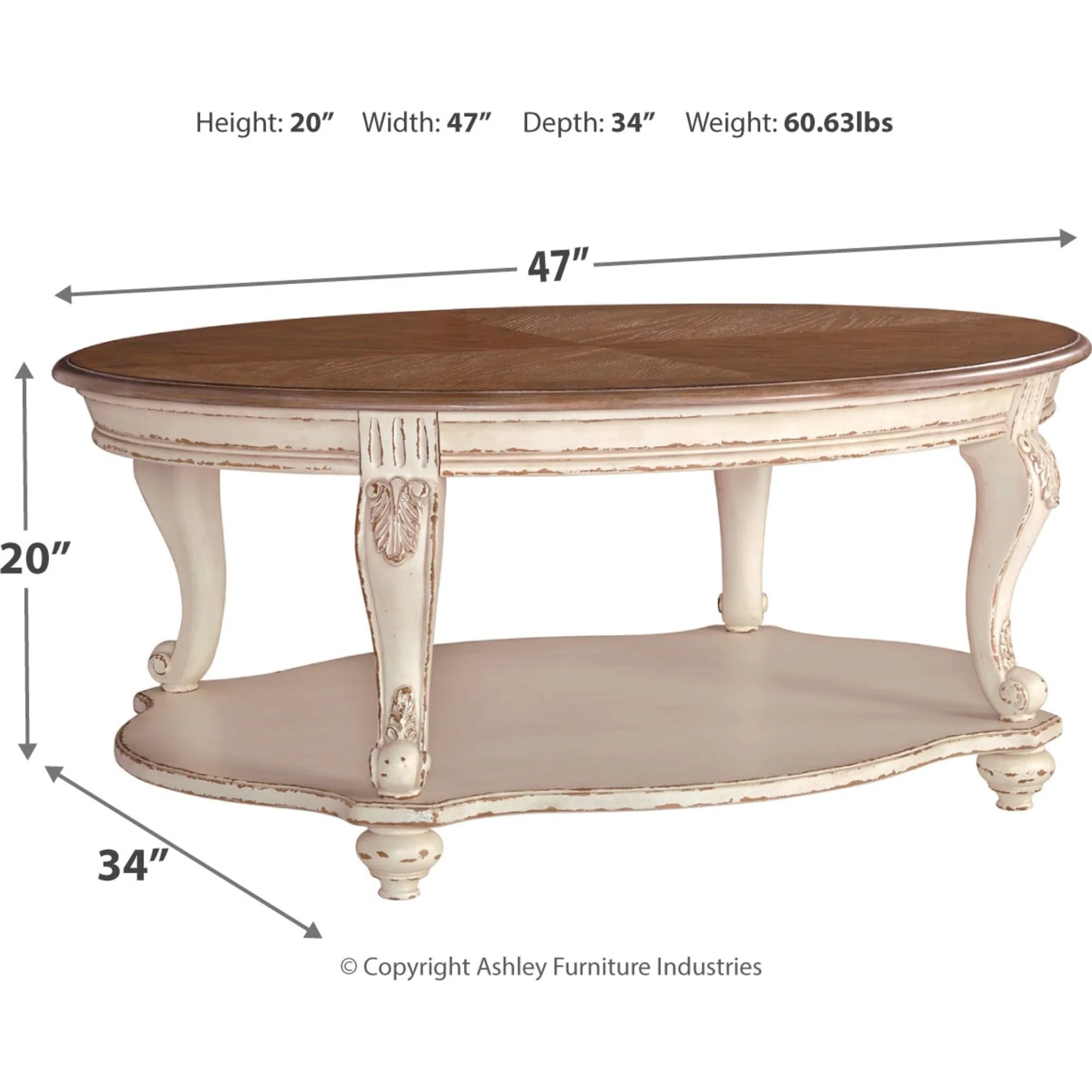 Meinertz Coffee Table - White/Brown - Image 6