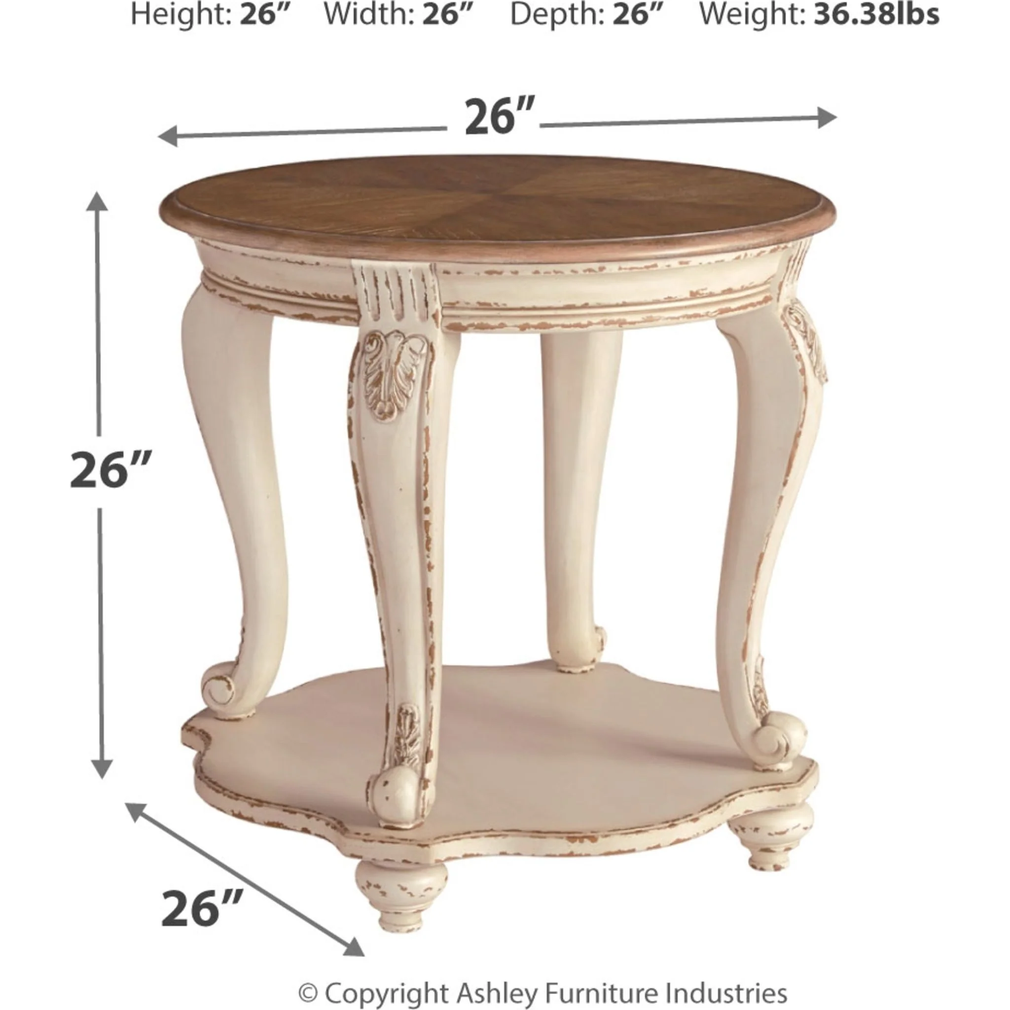 Meinertz End Table - White/Brown - Image 4