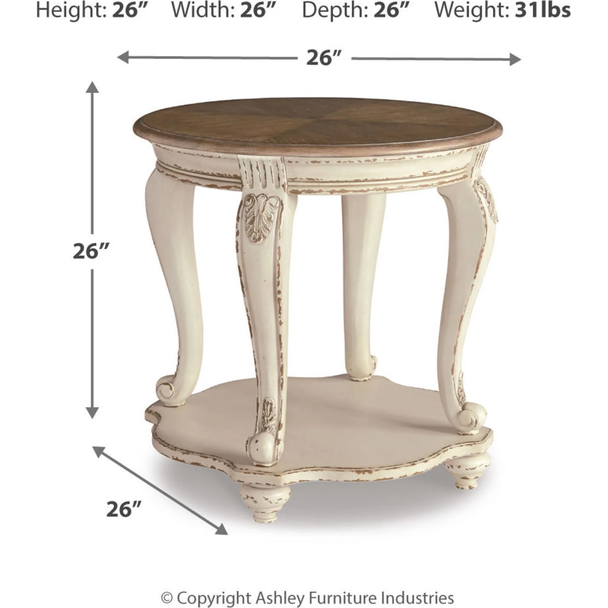 Meinertz End Table - White/Brown - Image 9