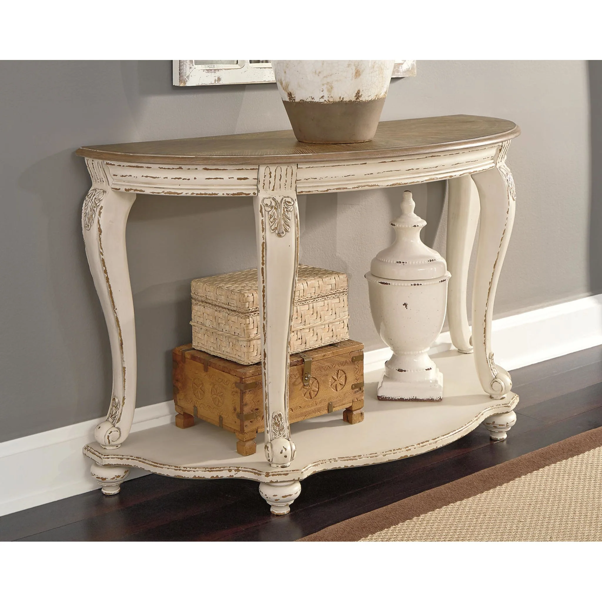 Meinertz Sofa Table - White/Brown - Image 2