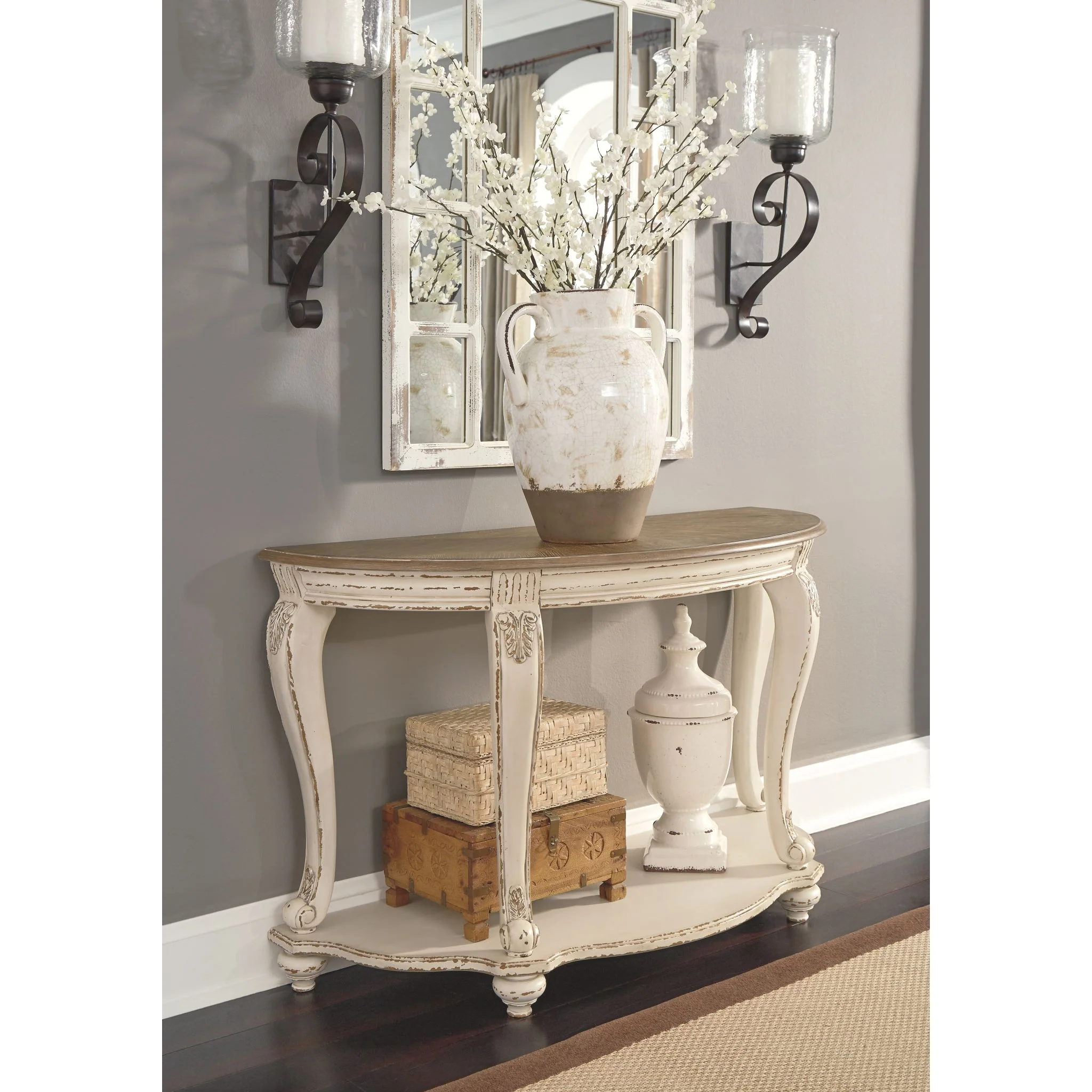 Meinertz Sofa Table - White/Brown - Image 9