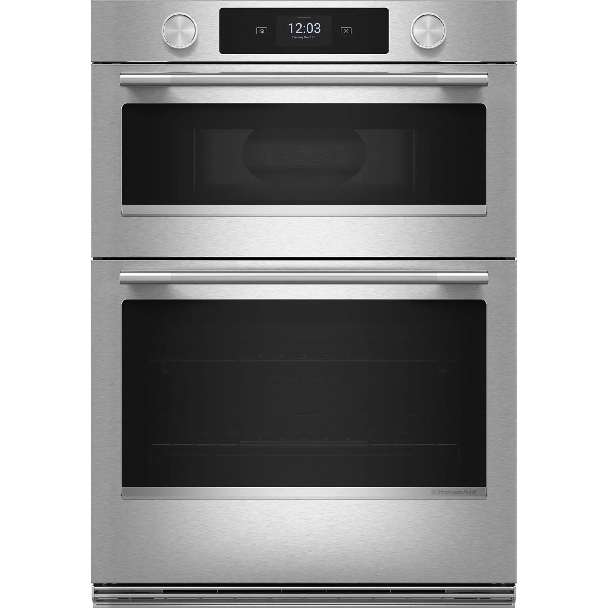 KitchenAid 27-inch Smart Electric Combo Wall Oven with Assisted Cooking Modes - PrintShieldFinish - PrintShield Stainless (KOEC727SPS)