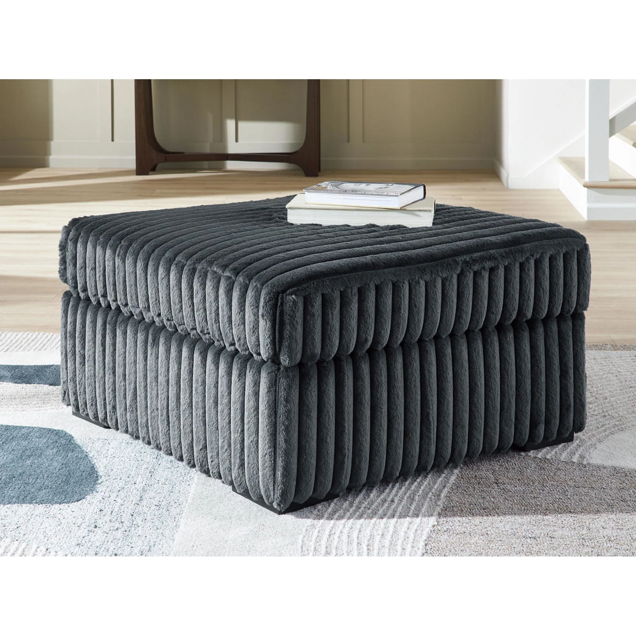 Midnight-Madness Oversized Accent Ottoman - Gunmetal - Image 2