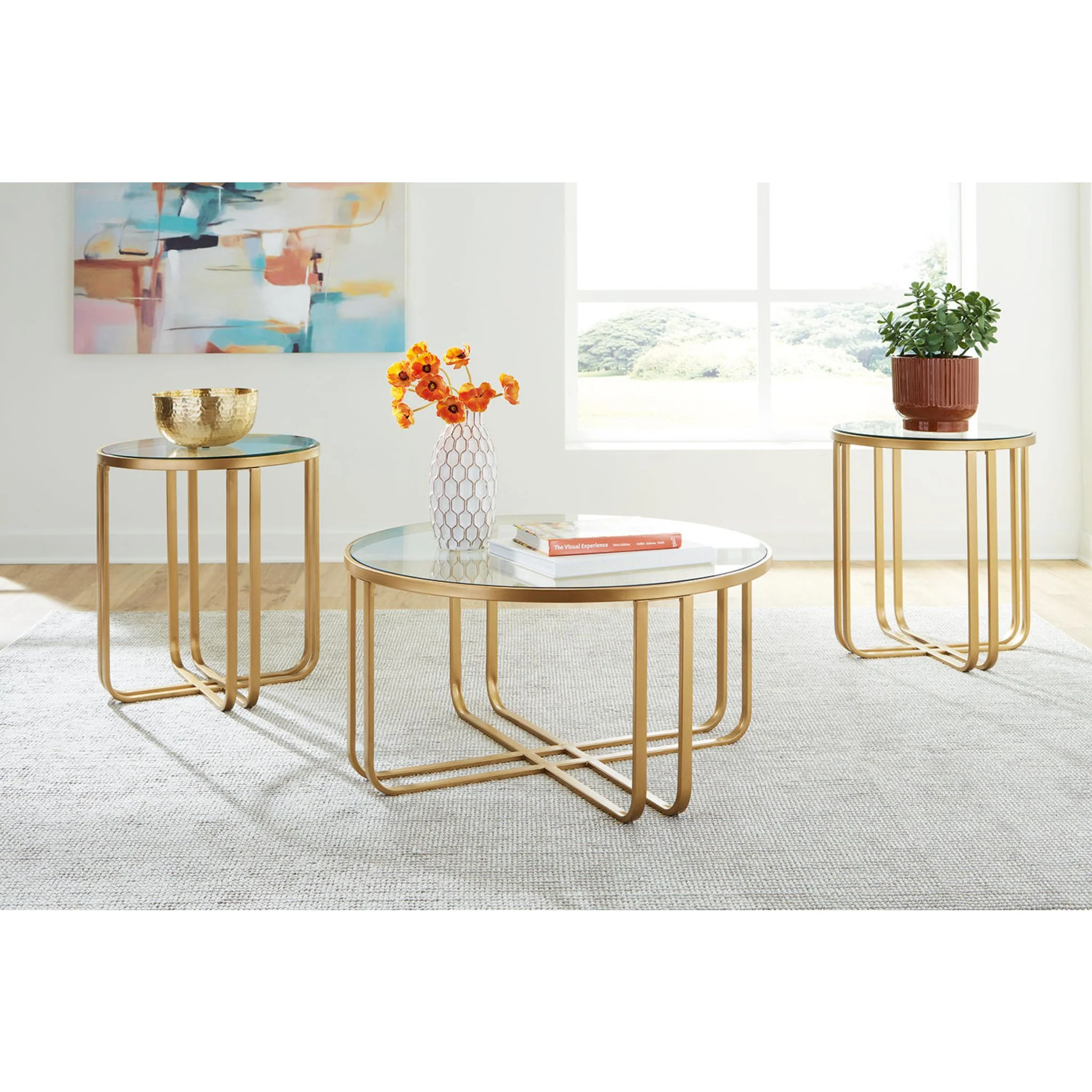 Milloton 3 Pack Tables - Gold - Image 2