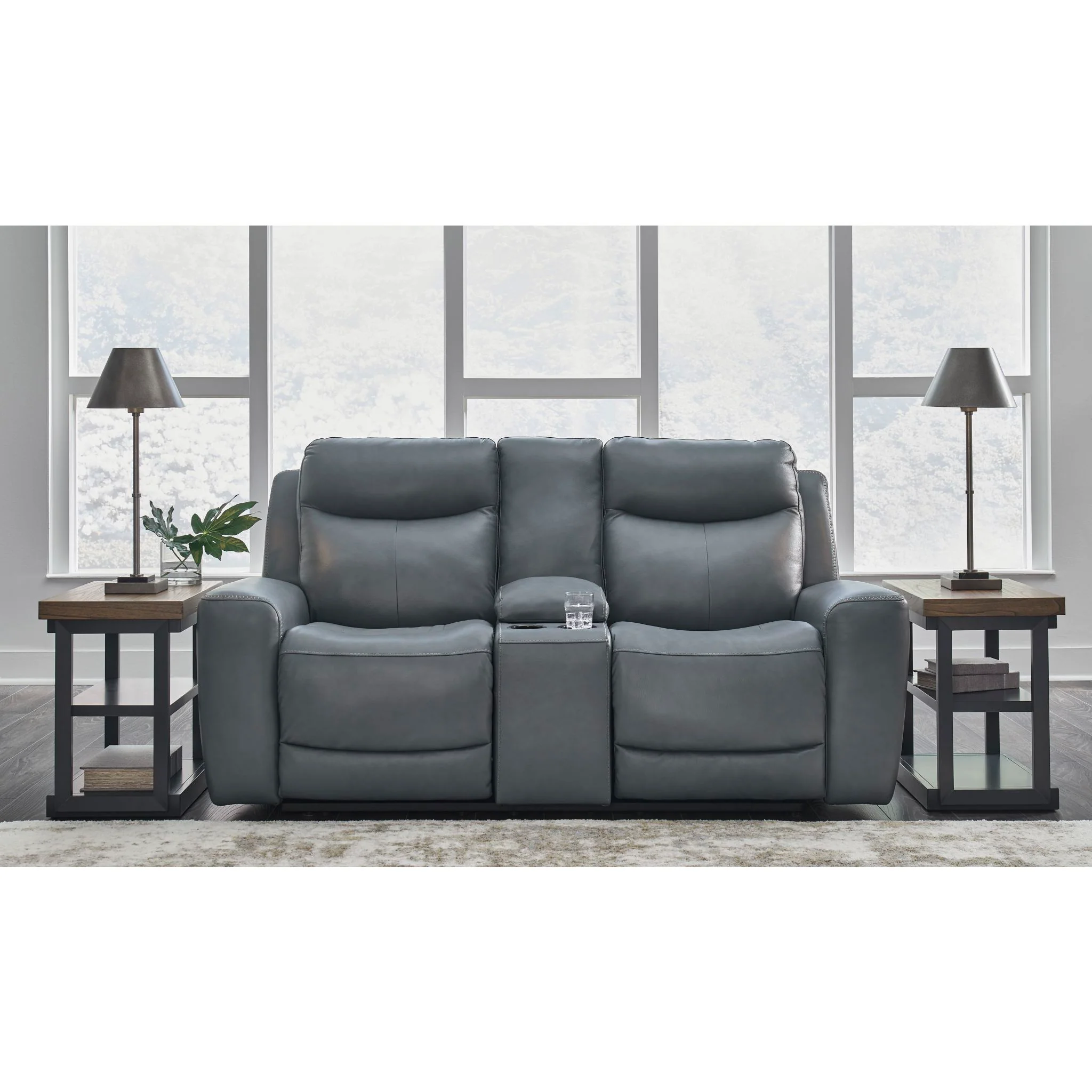 Mindanao Power Reclining Loveseat Console with Headrest - Steel - Image 2