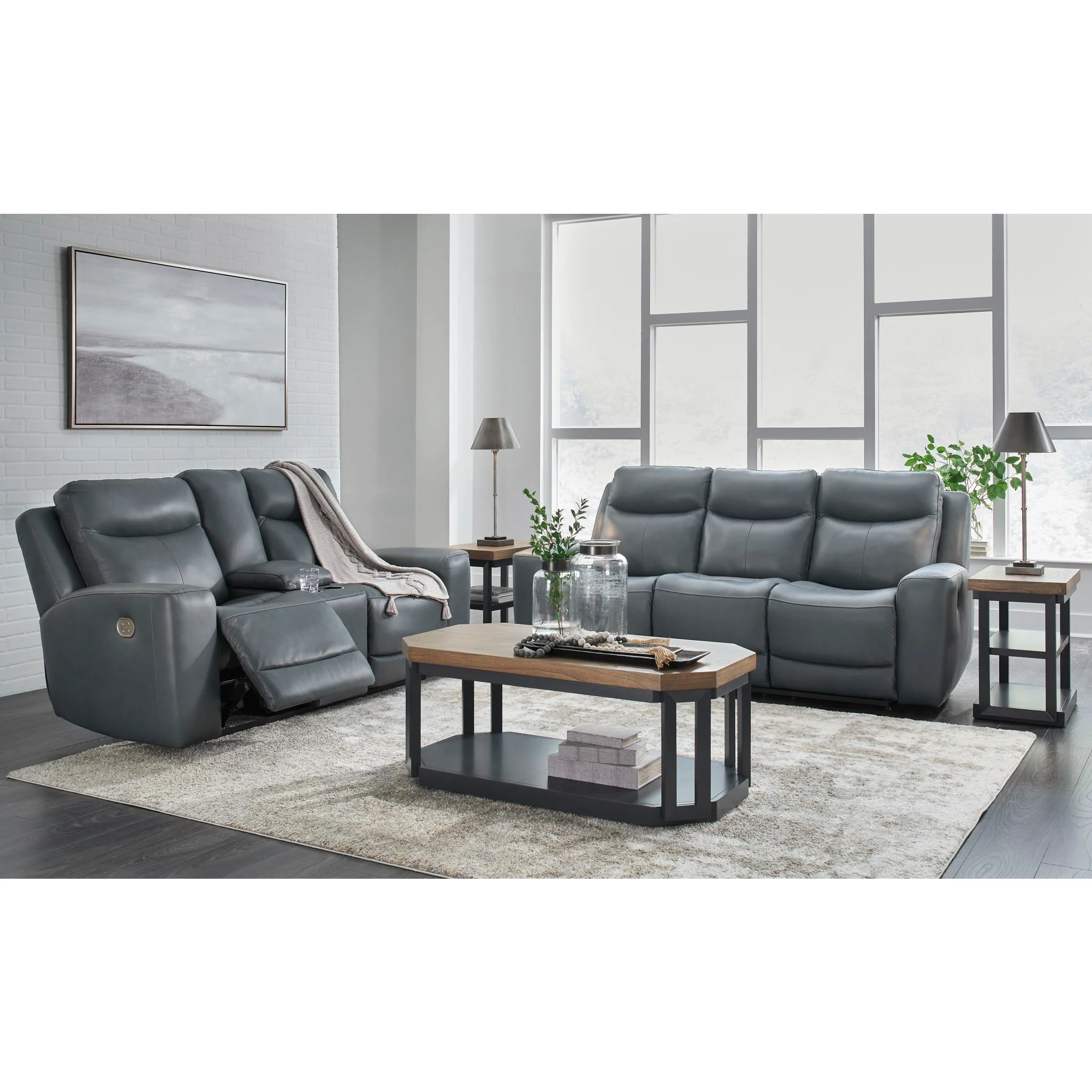 Mindanao Power Reclining Loveseat Console with Headrest - Steel - Image 3