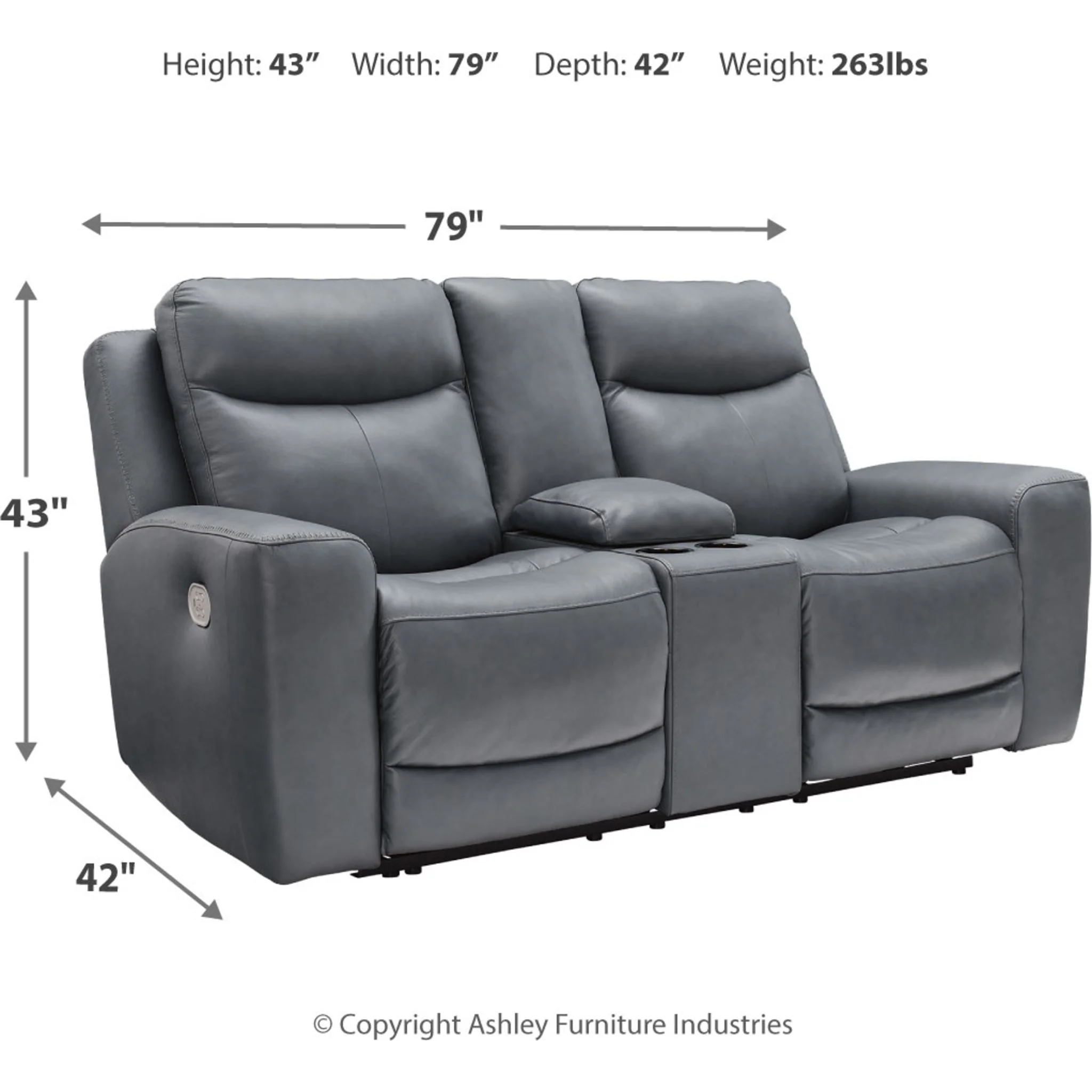 Mindanao Power Reclining Loveseat Console with Headrest - Steel - Image 35