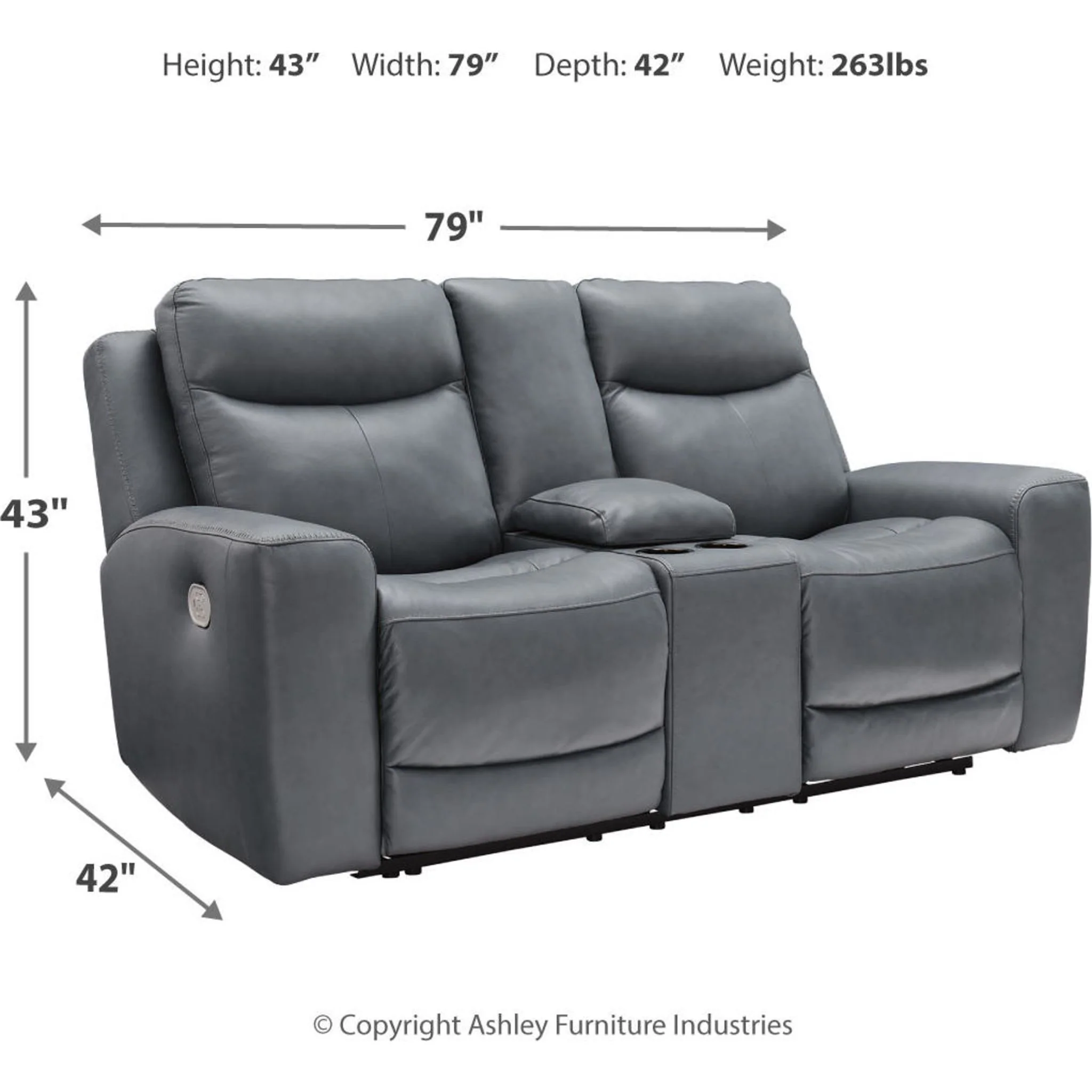 Mindanao Power Reclining Loveseat Console with Headrest - Steel - Image 37