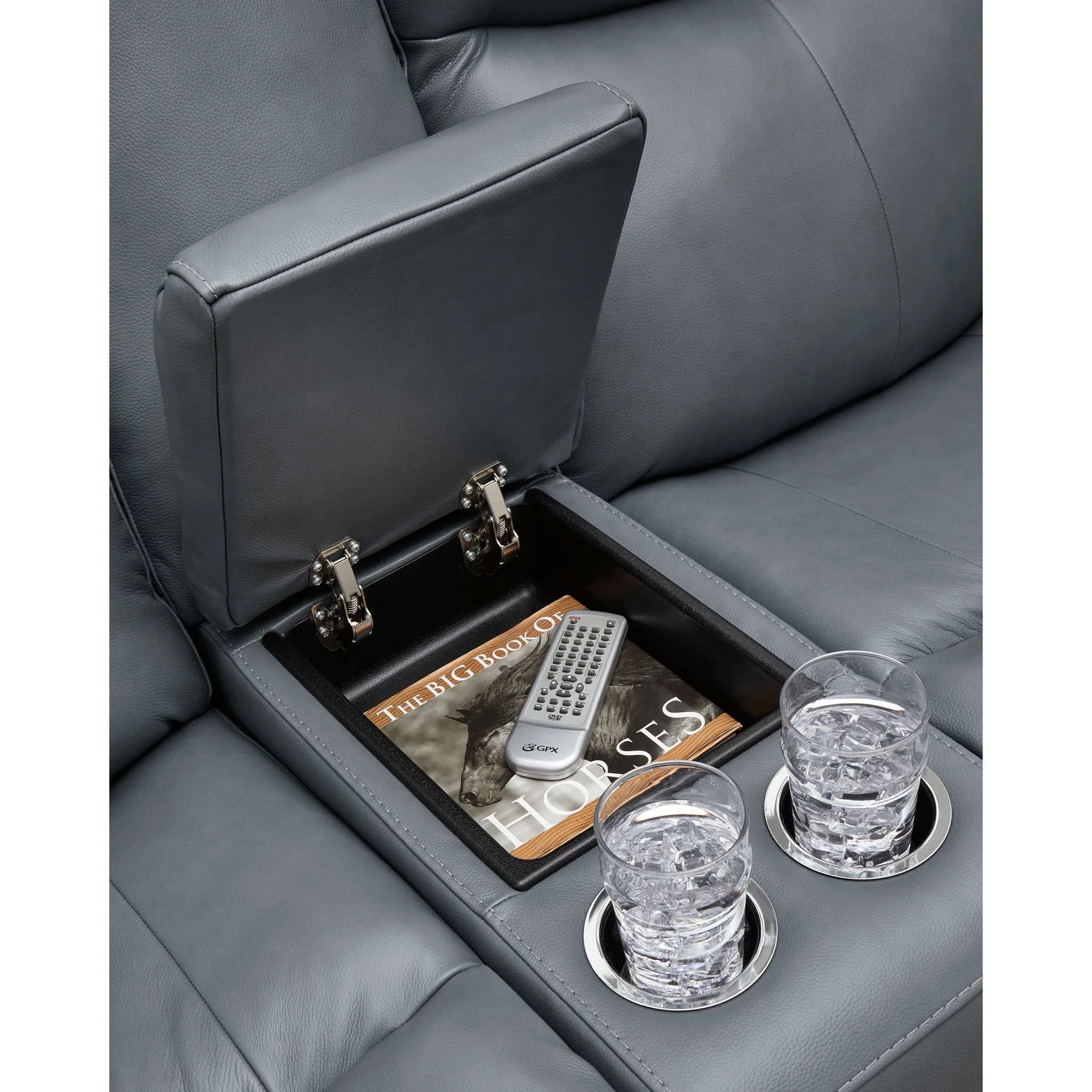 Mindanao Power Reclining Loveseat Console with Headrest - Steel - Image 9