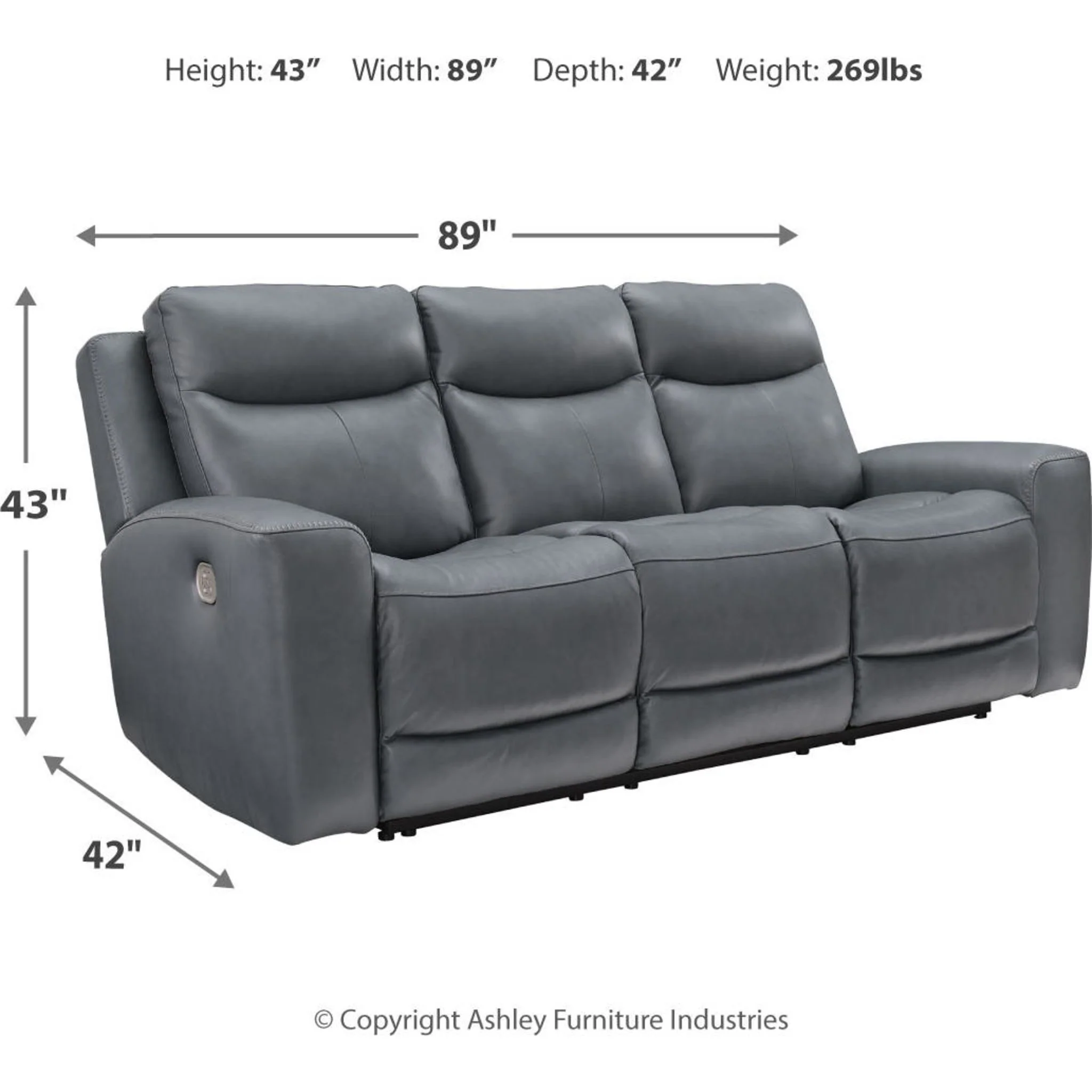 Mindanao Power Reclining Sofa with Headrest - Steel - Image 13