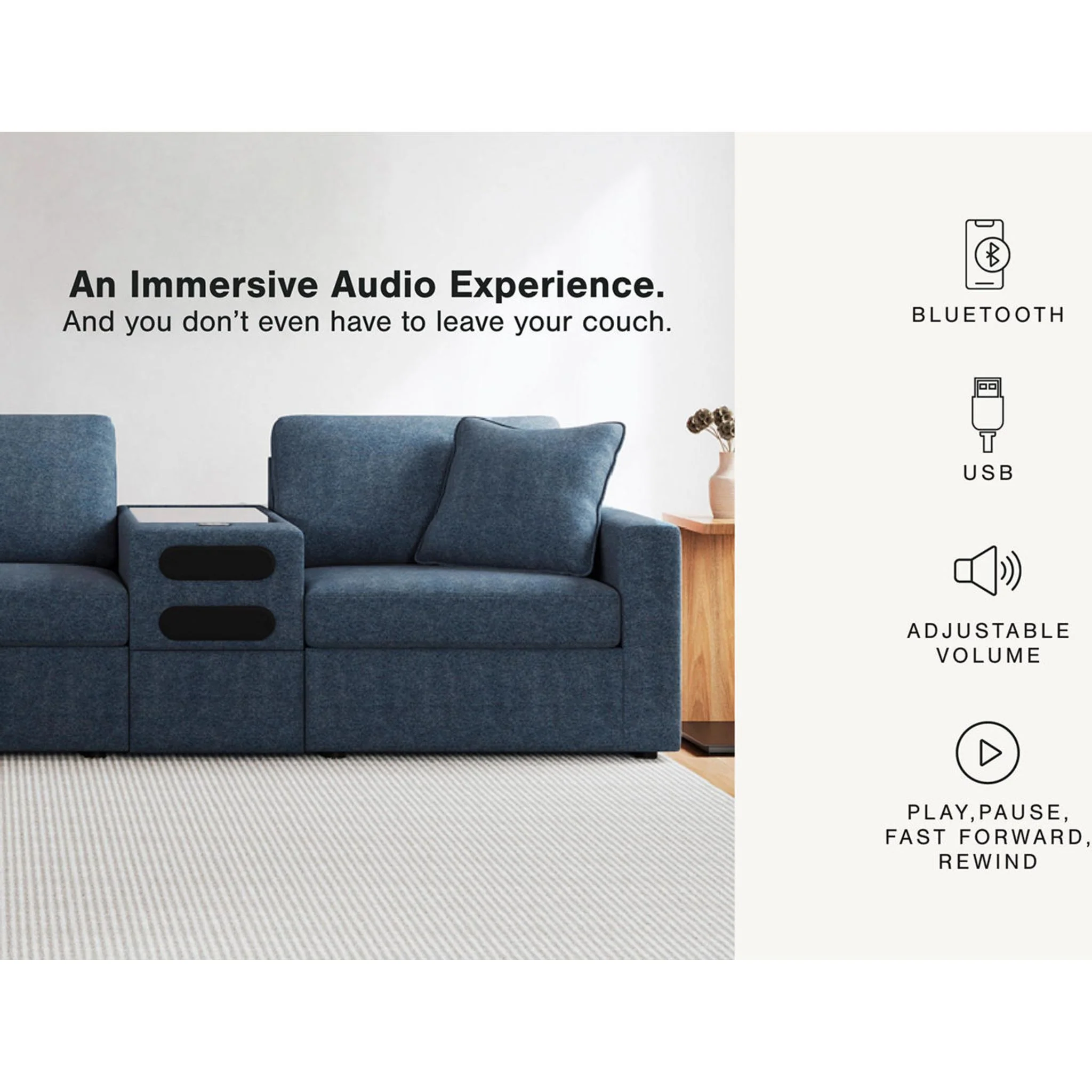 Modmax 3 Piece Modular Sectional with Audio Console - Image 46