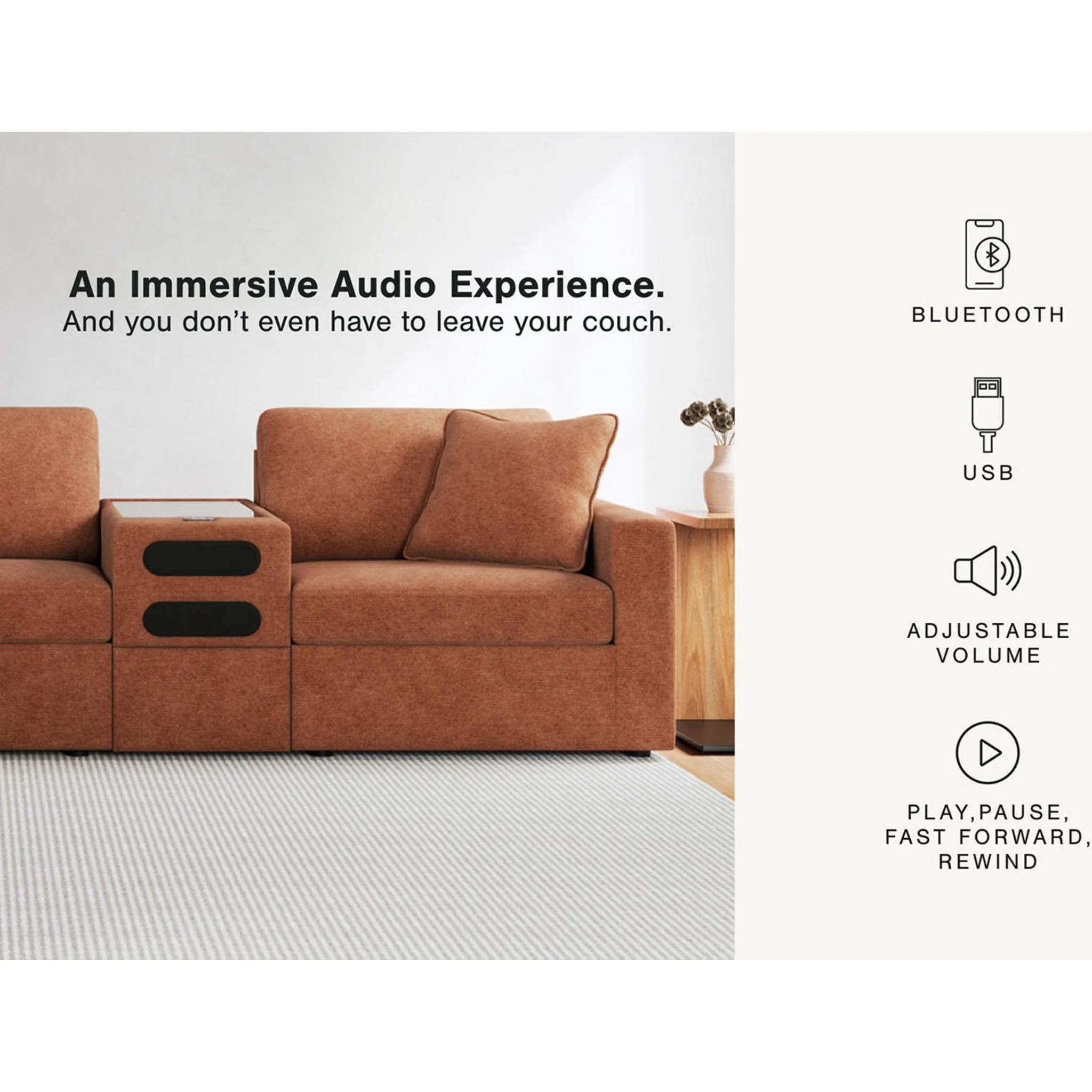 Modmax 3 Piece Modular Sectional with Audio Console - Image 5