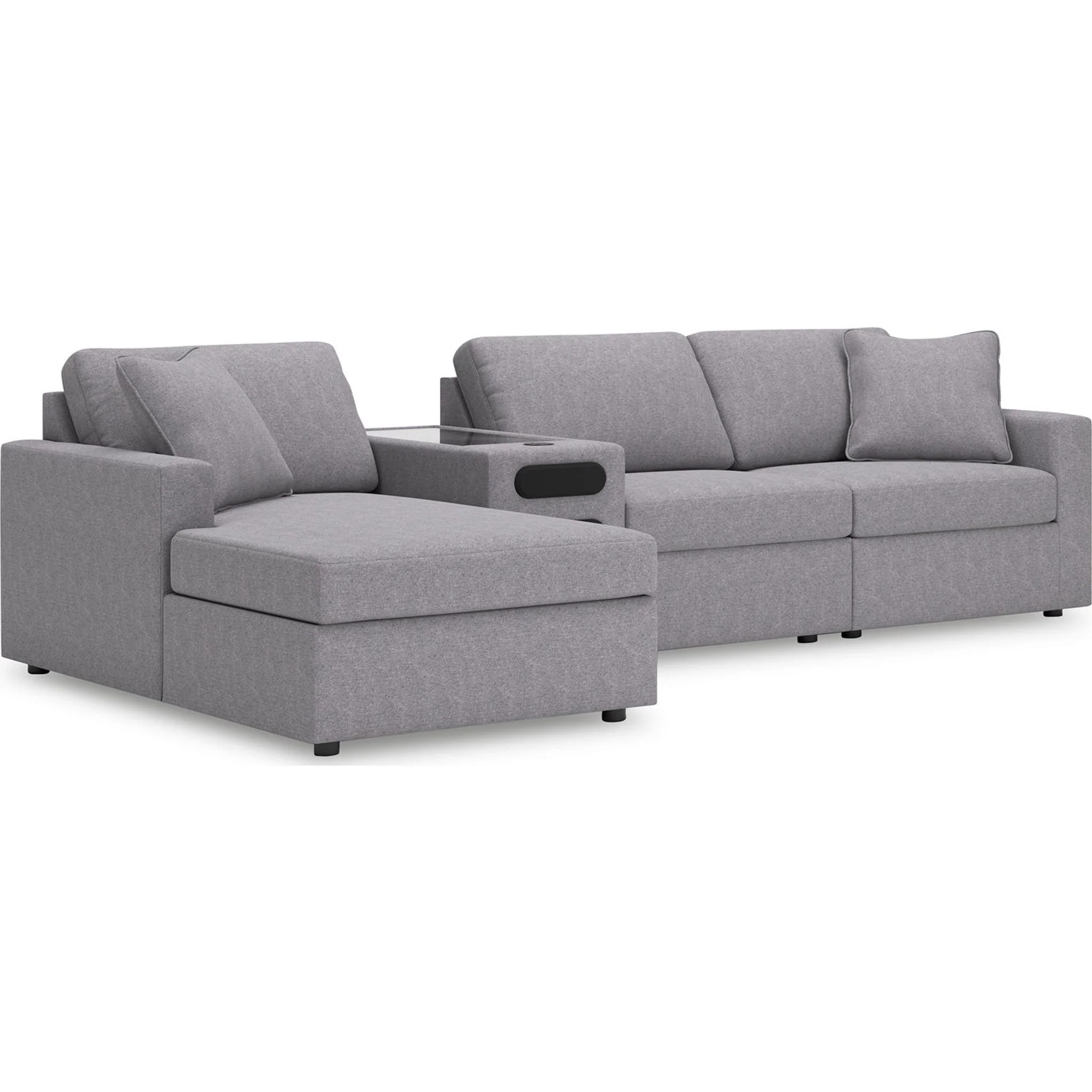 Modmax 4 Piece Modular Sectional with Chaise and Audio Console - Image 31