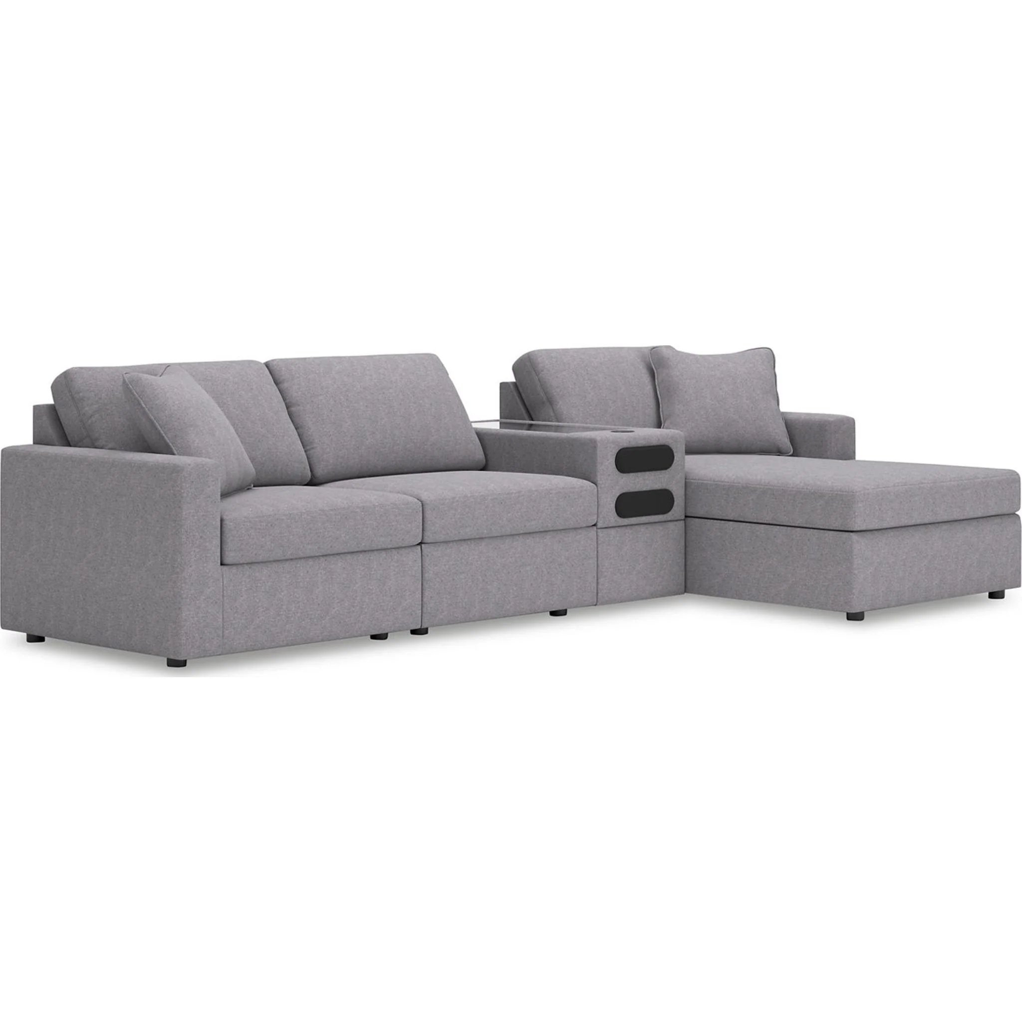 Modmax 4 Piece Modular Sectional with Chaise and Audio Console - Image 37