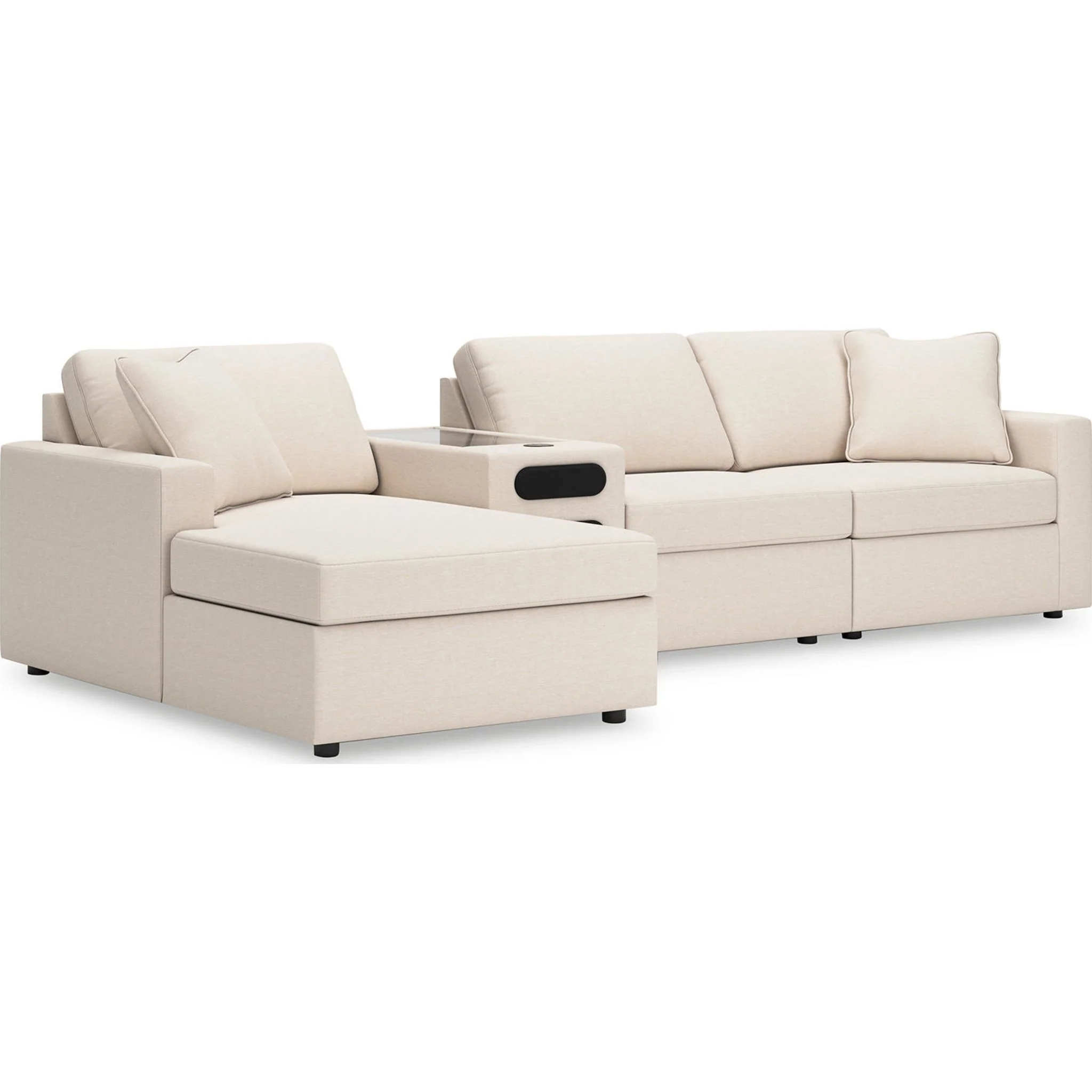 Modmax 4 Piece Modular Sectional with Chaise and Audio Console - Image 46