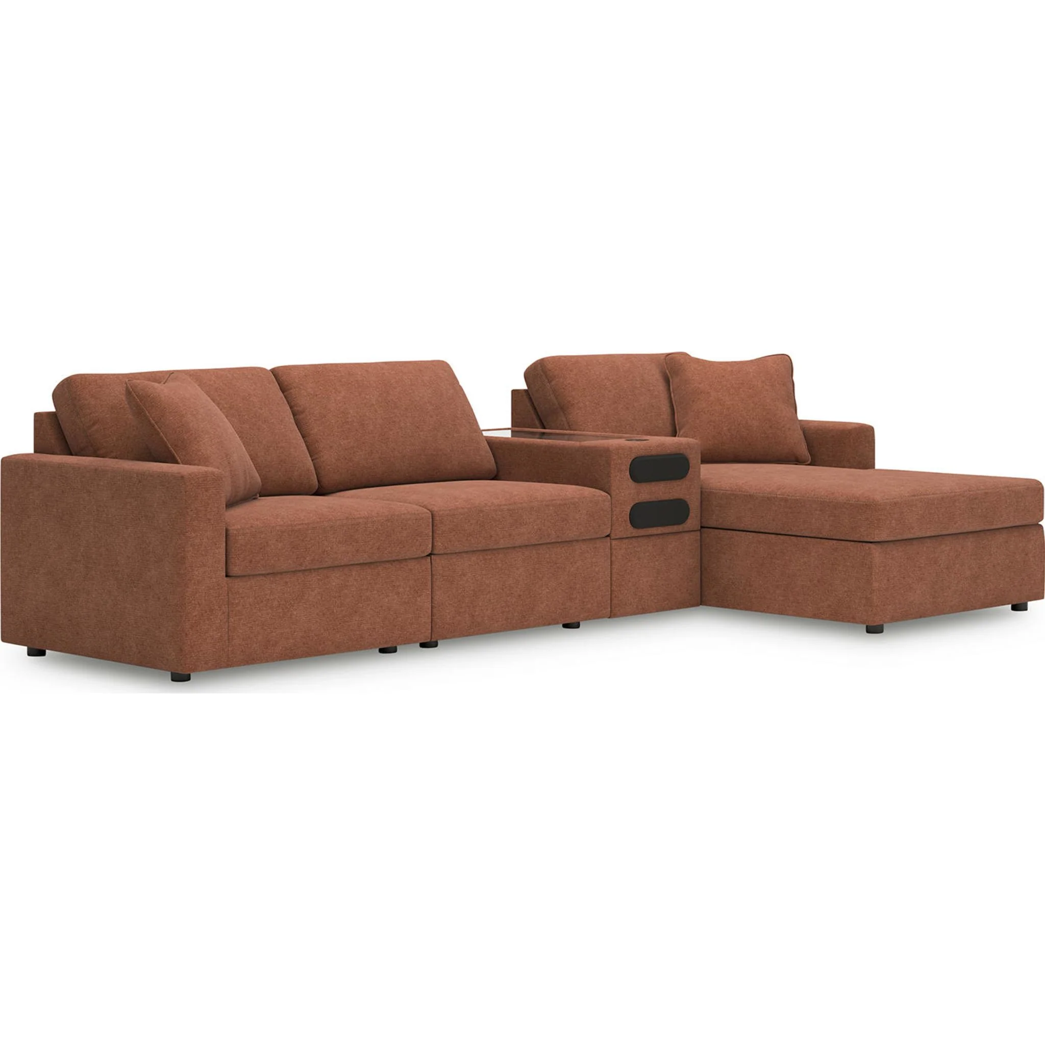 Modmax 4 Piece Modular Sectional with Chaise and Audio Console - Image 7